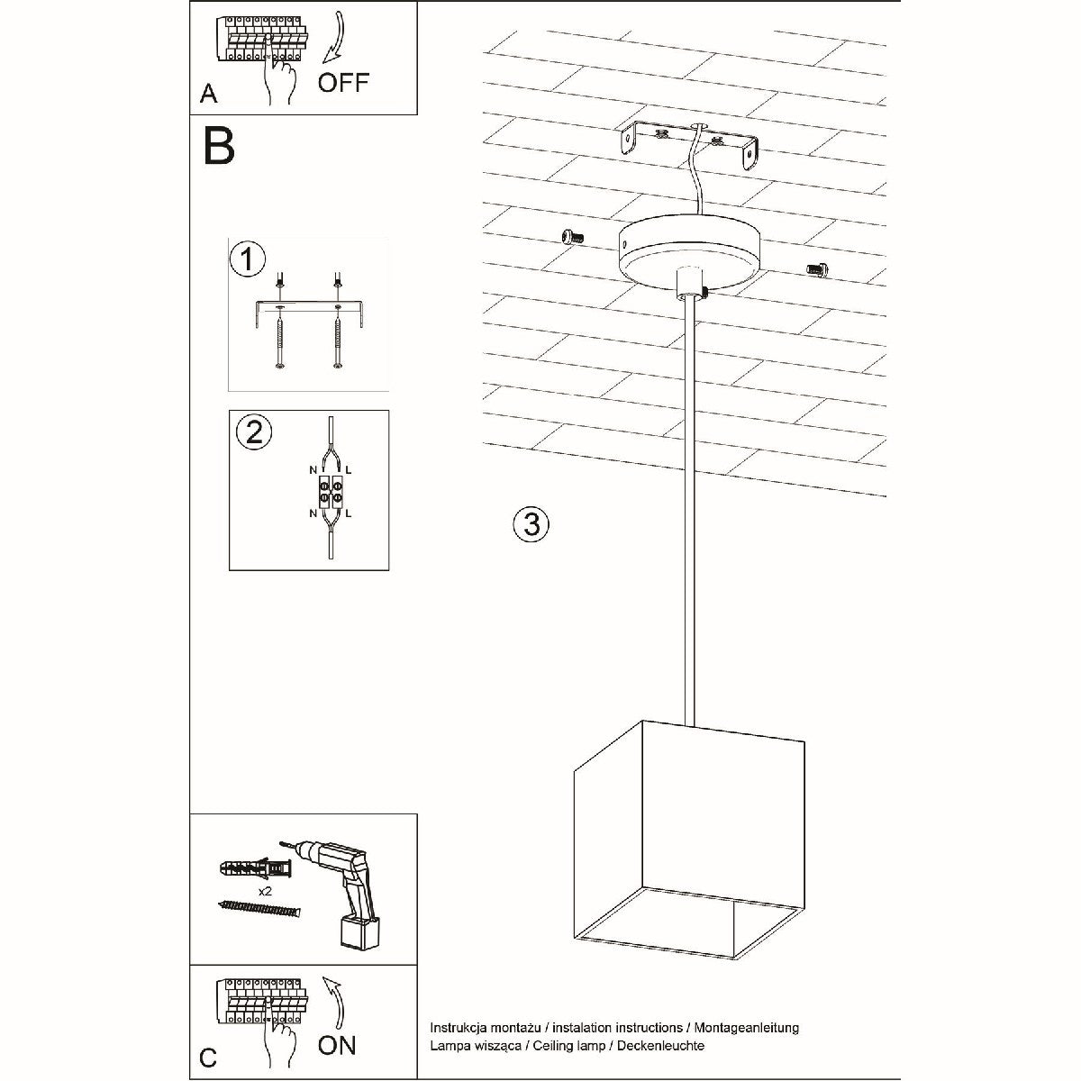 Pendant lamp QUAD 1 white