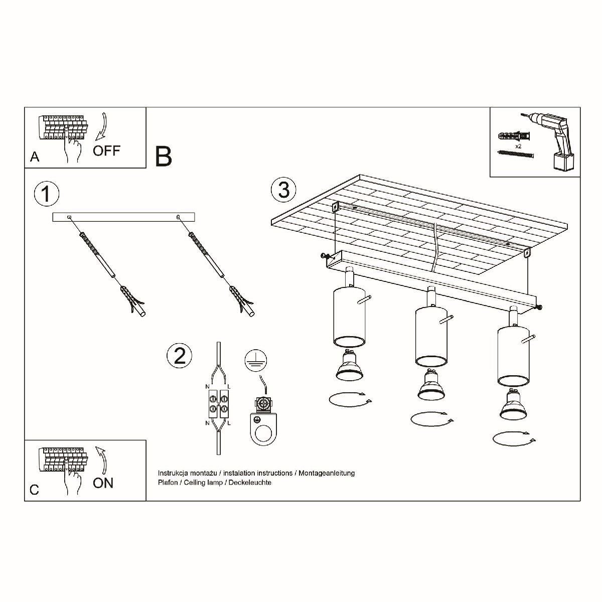 Ceiling Lamp RING 3 white