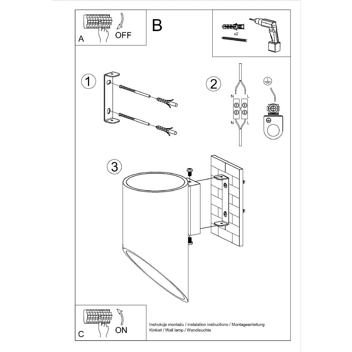 Wall lamp PENNE 20 black