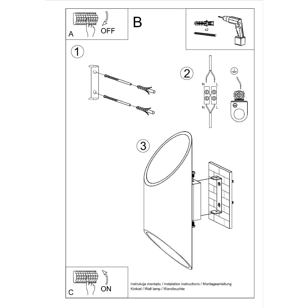 Wall lamp PENNE 30 black