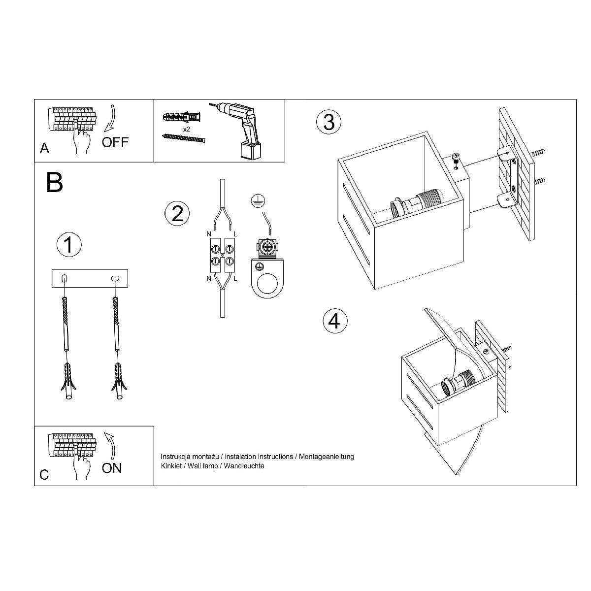 Wall lamp LORETO grey