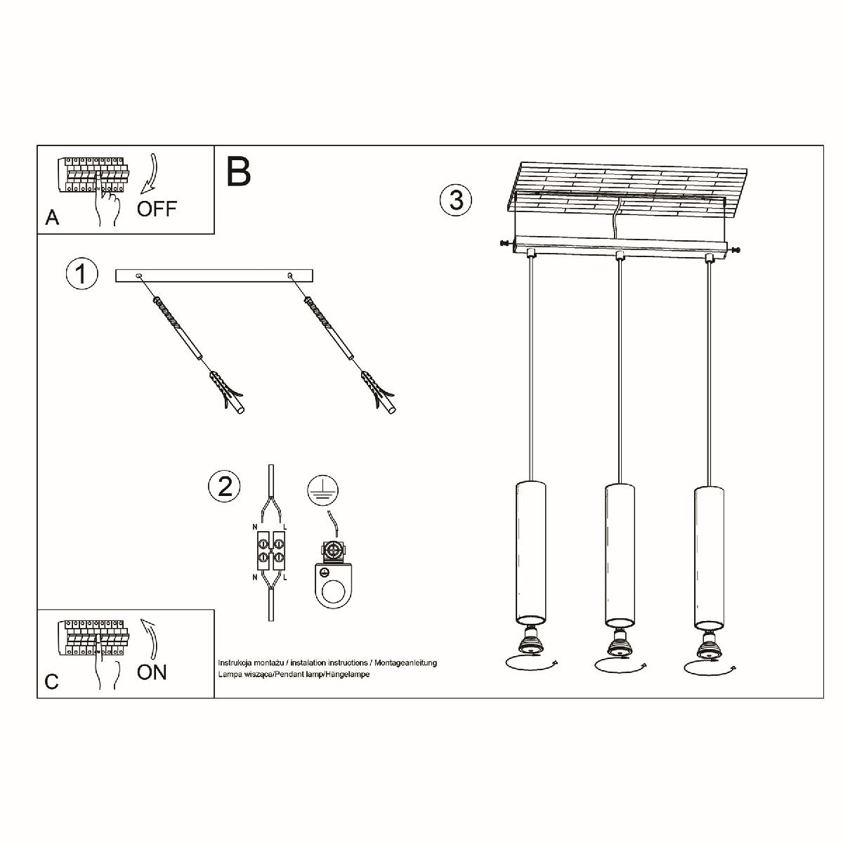 Pendant lamp LAGOS 3L black