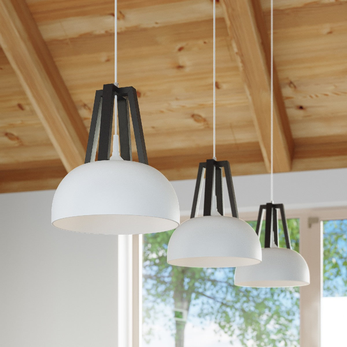 Pendant lamp CASCO white/black