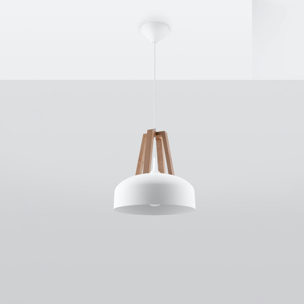 Pendant lamp CASCO white/natural wood