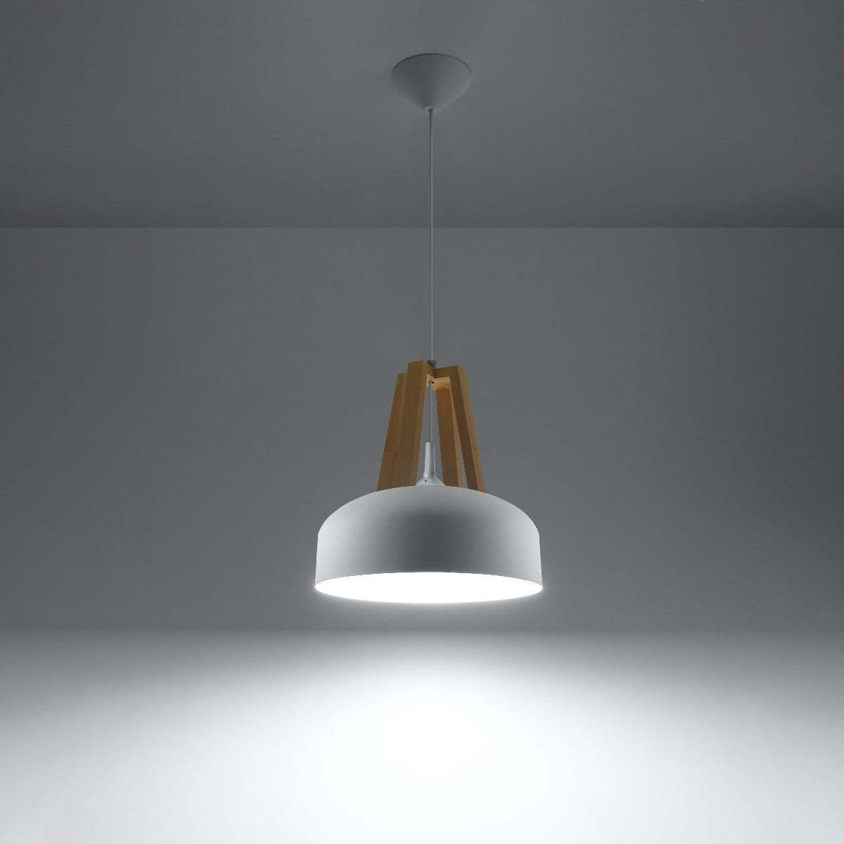 Pendant lamp CASCO white/natural wood