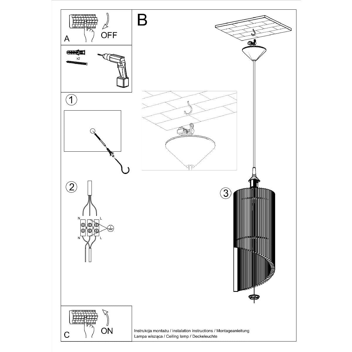 Pendant lamp ALEXIA wood