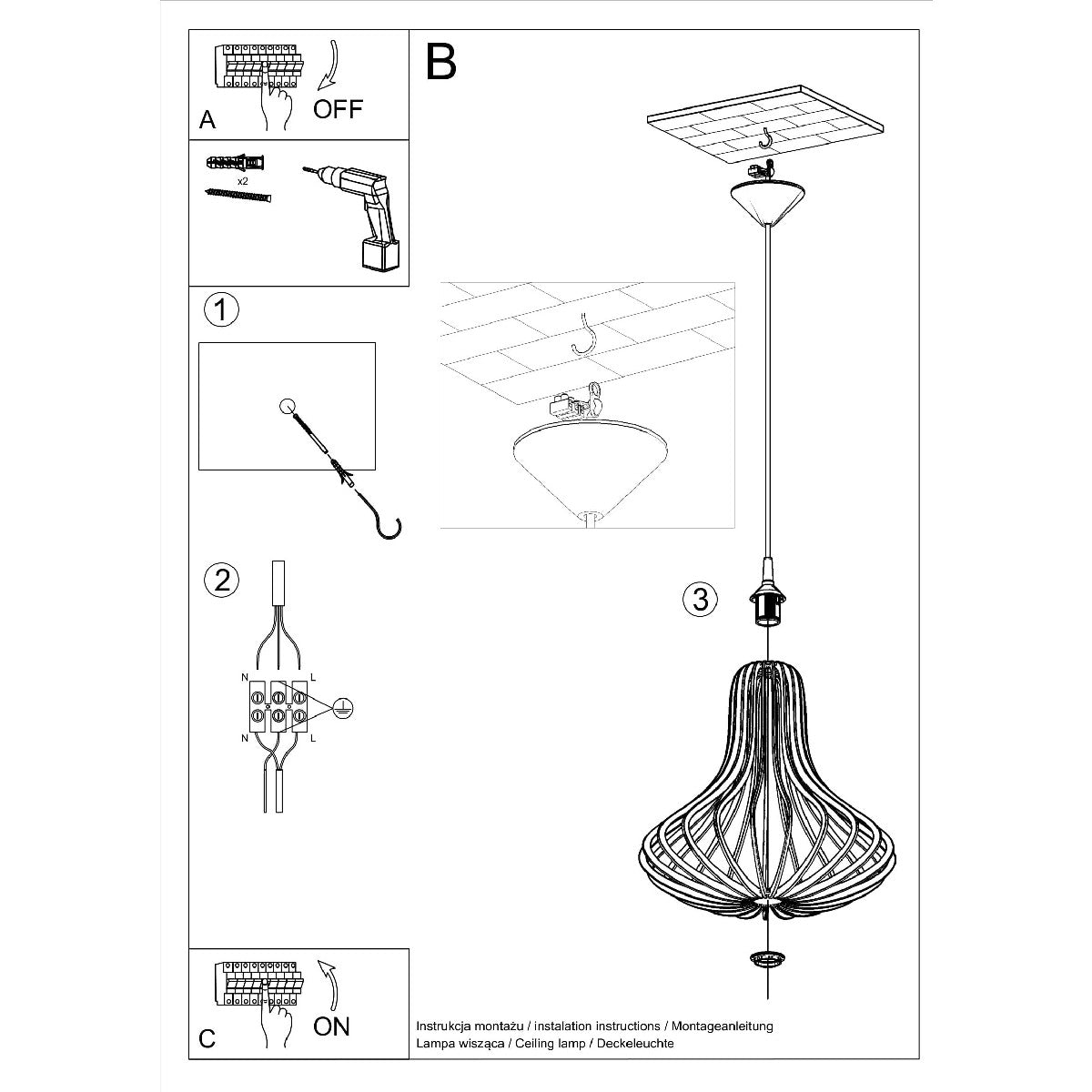 Pendant lamp ELZA wood