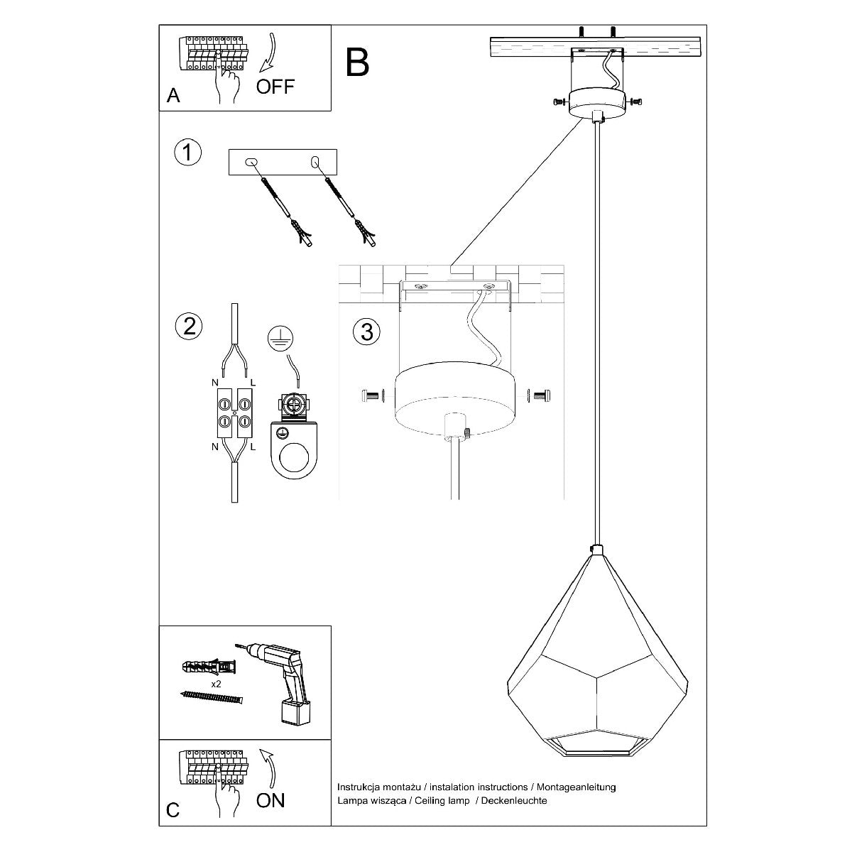 Ceramic pendant lamp PAVLUS