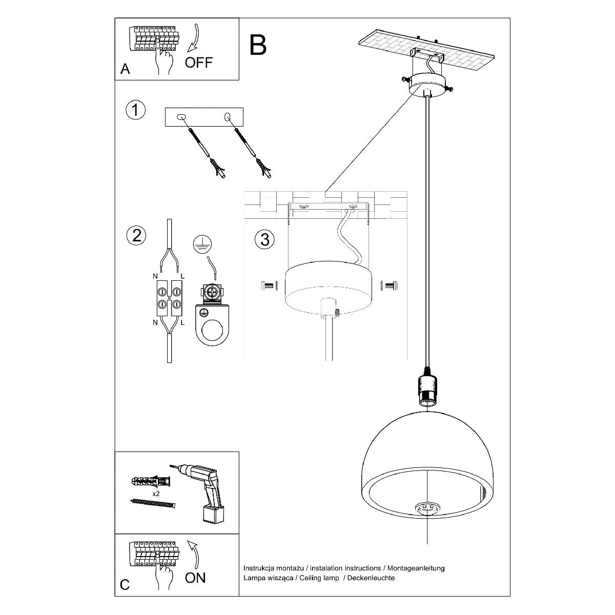 Pendant lamp PABLITO