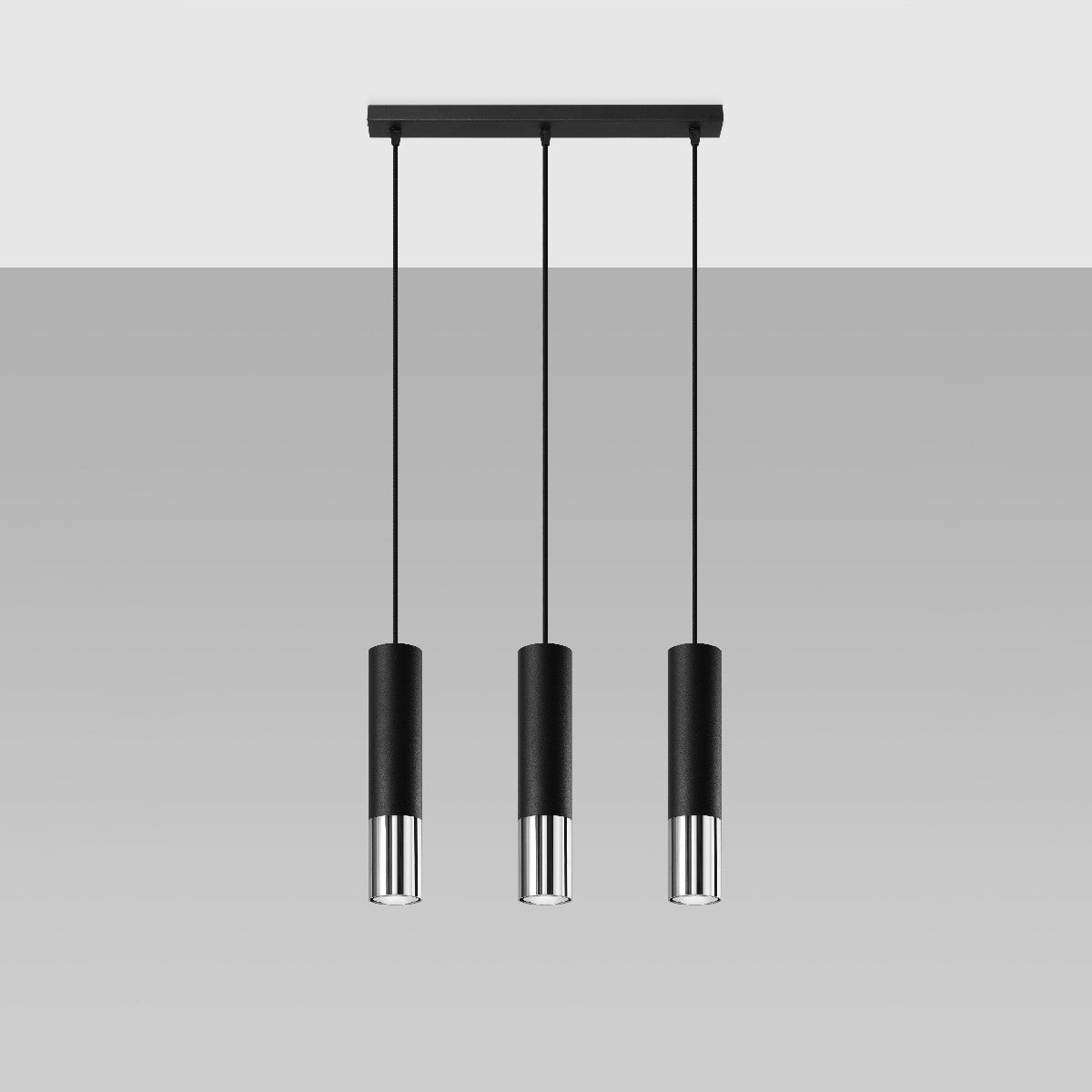 Pendant lamp LOOPEZ 3L black/chrome