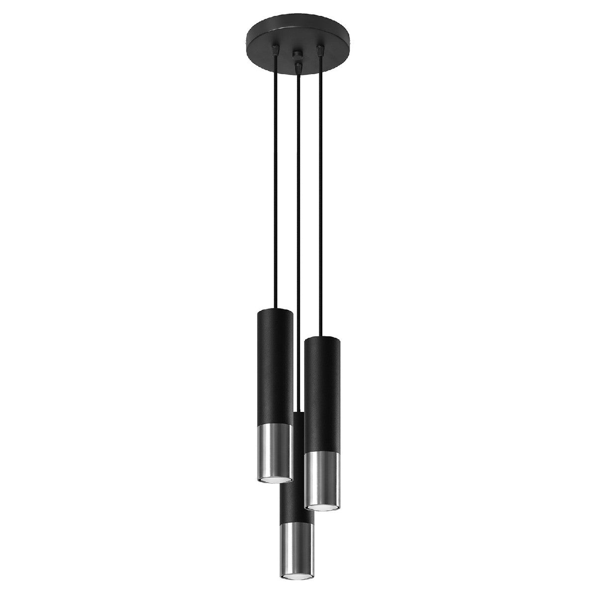 Pendant lamp LOOPEZ 3P black/chrome