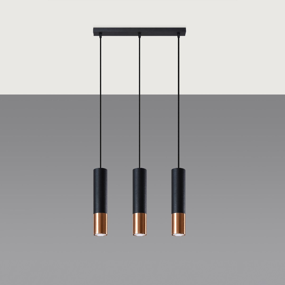 Pendant lamp LOOPEZ 3L black/copper