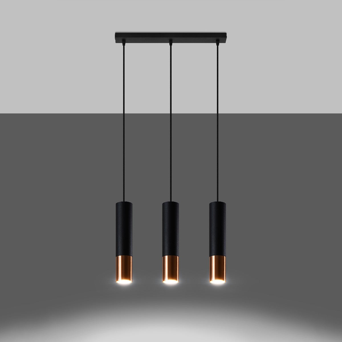 Pendant lamp LOOPEZ 3L black/copper