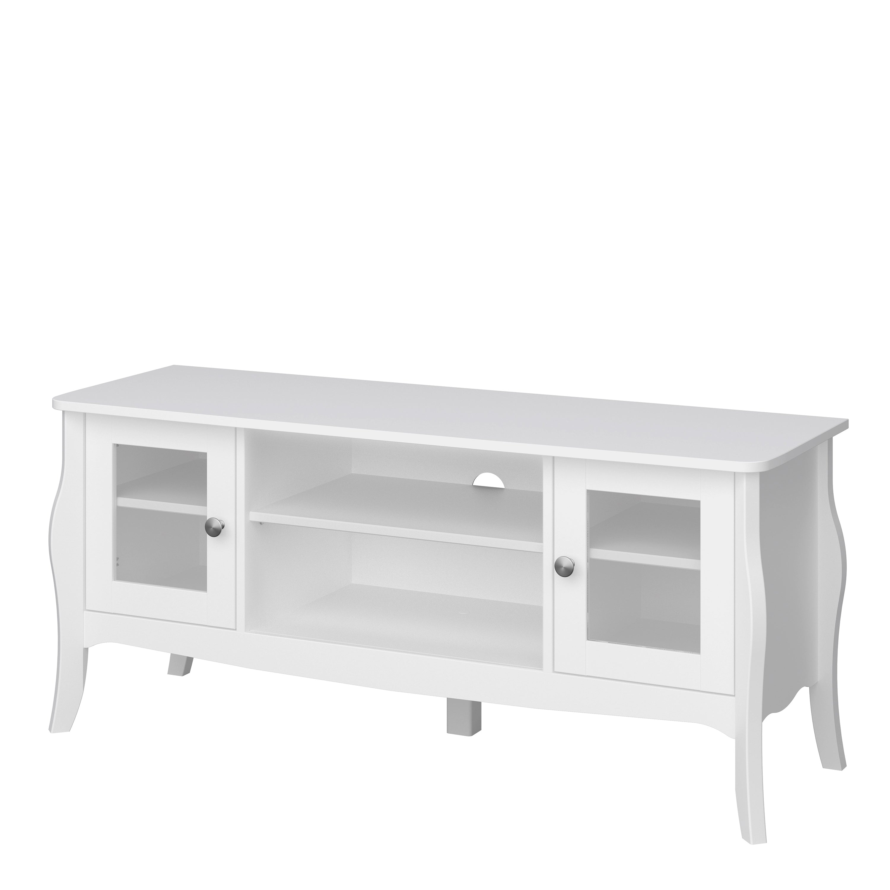 Baroque TV Table (Narrow) 2 Dr 2 Shelves White