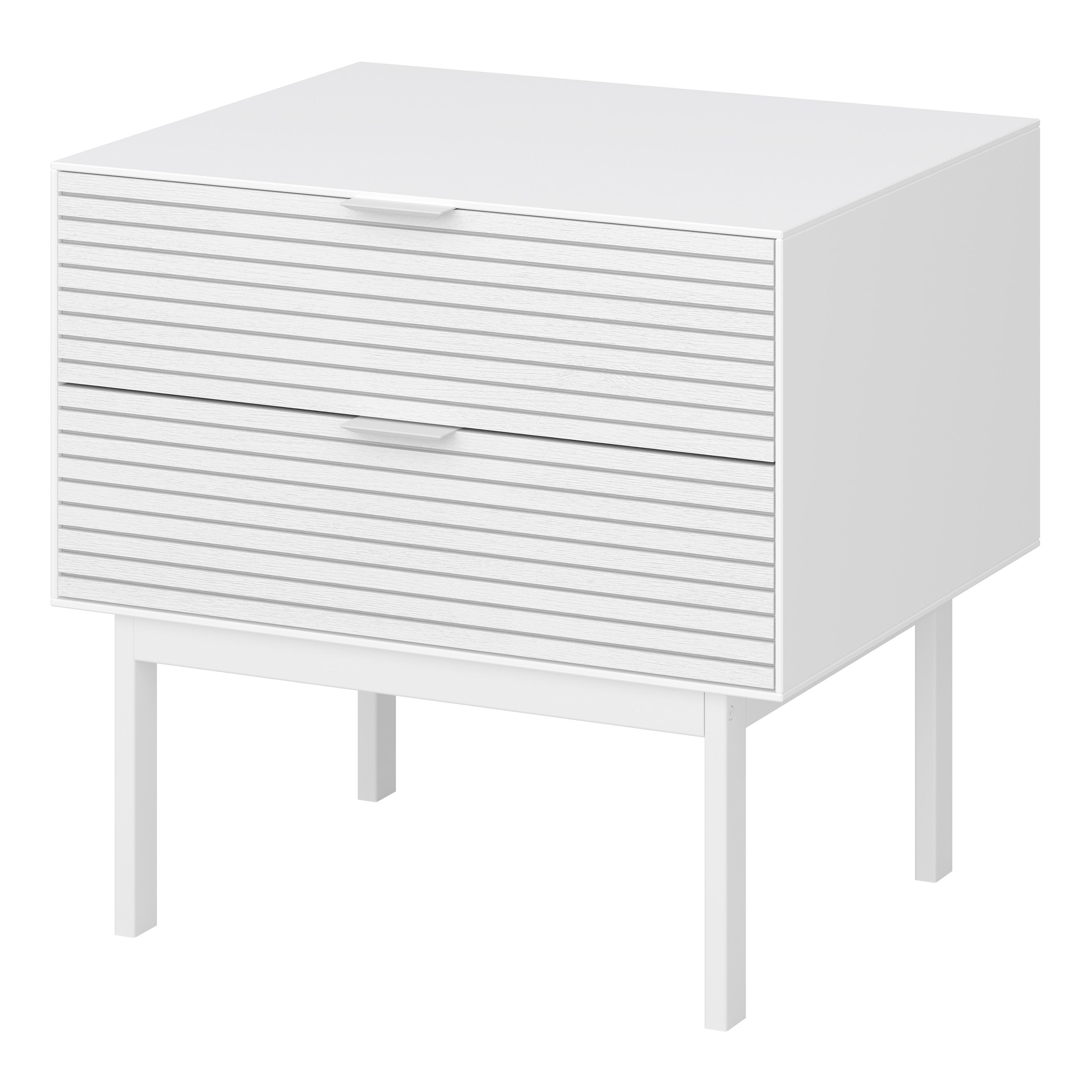 Soma Bedside Table 2 Drawers Granulated pure White Brushed White