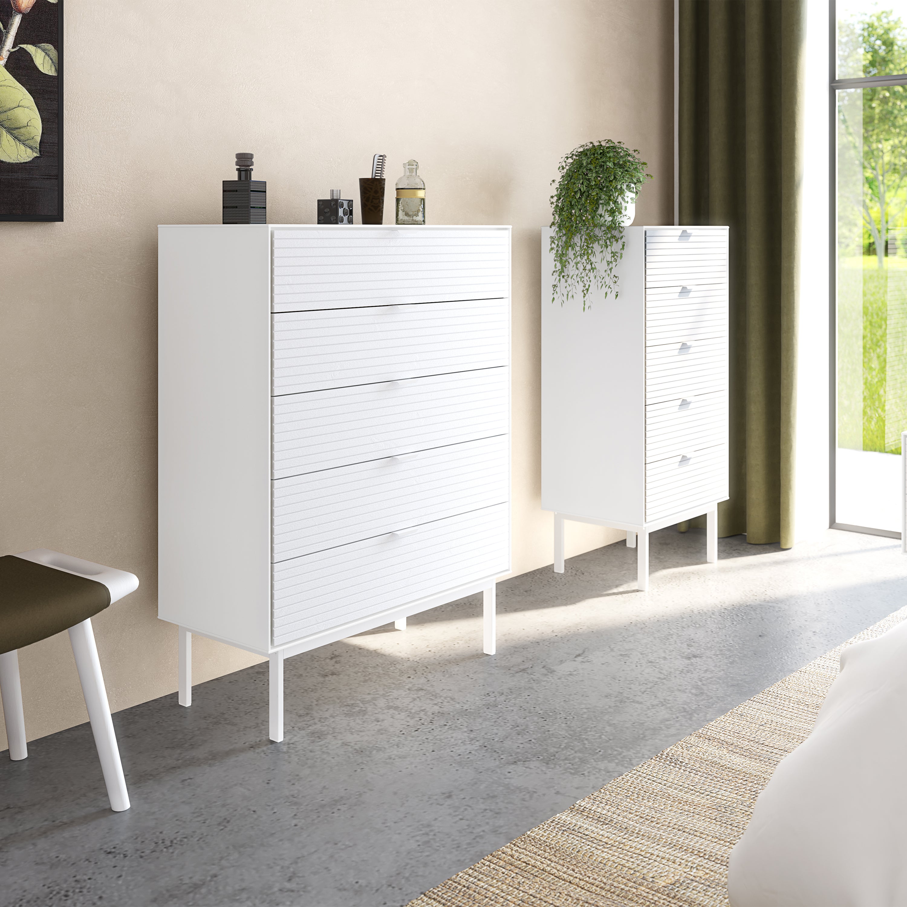 Soma 5 Drawers Chest Granulated pure White Brushed White
