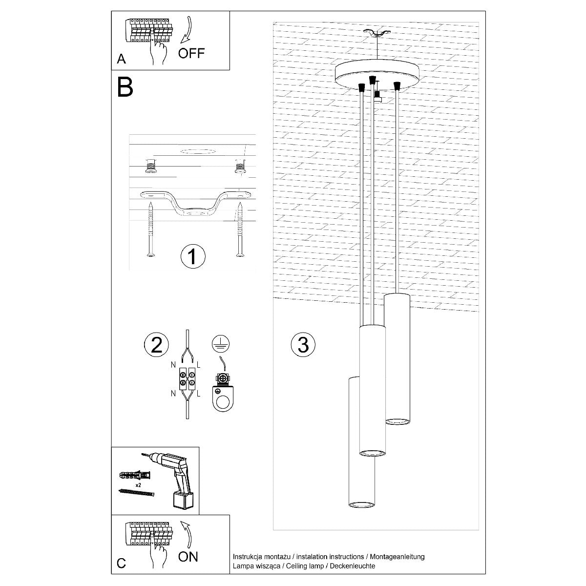 Pendant lamp LAGOS 3P white