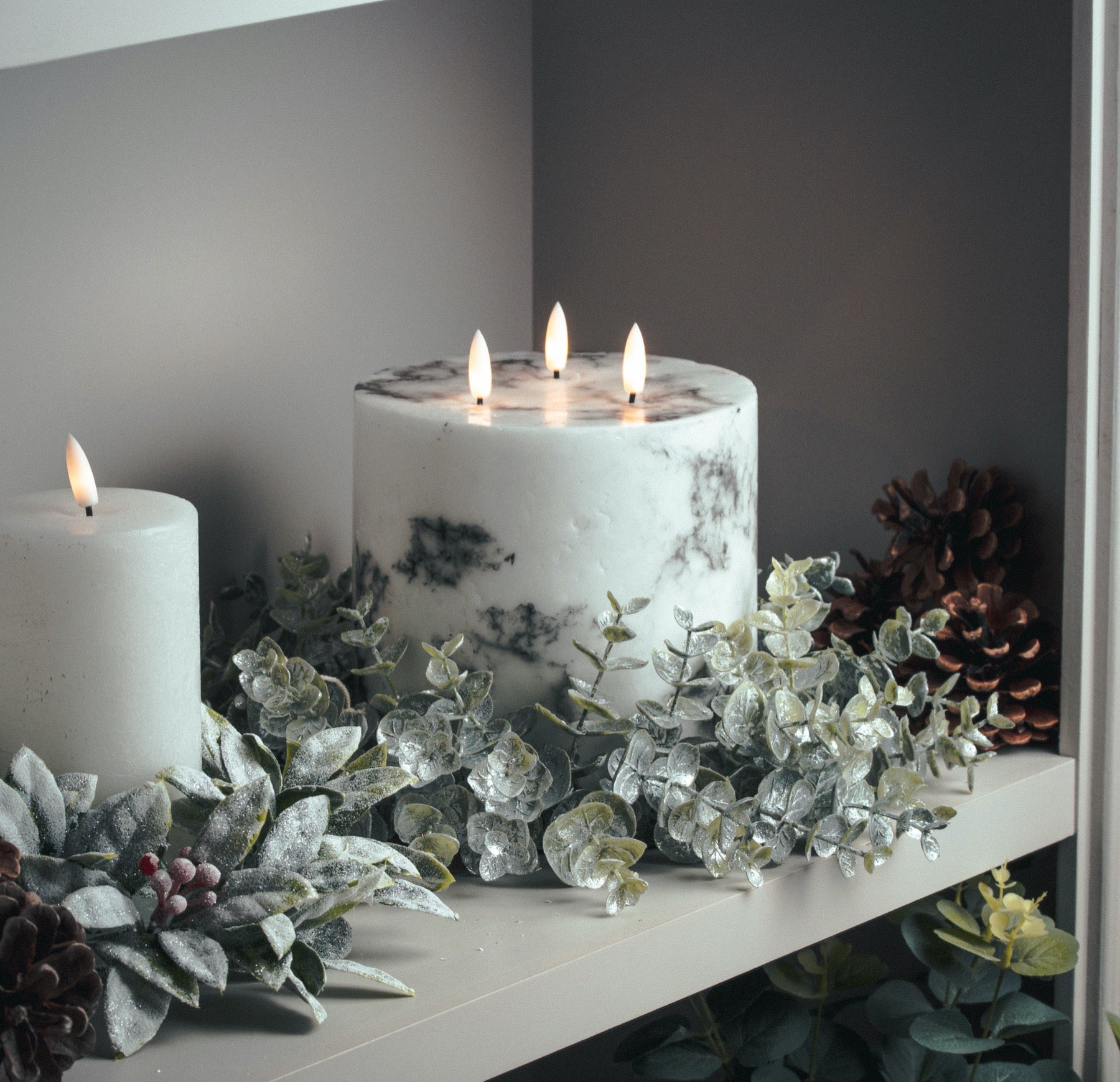 Luxe Collection Natural Glow 6x6 Marble Effect LED Candle