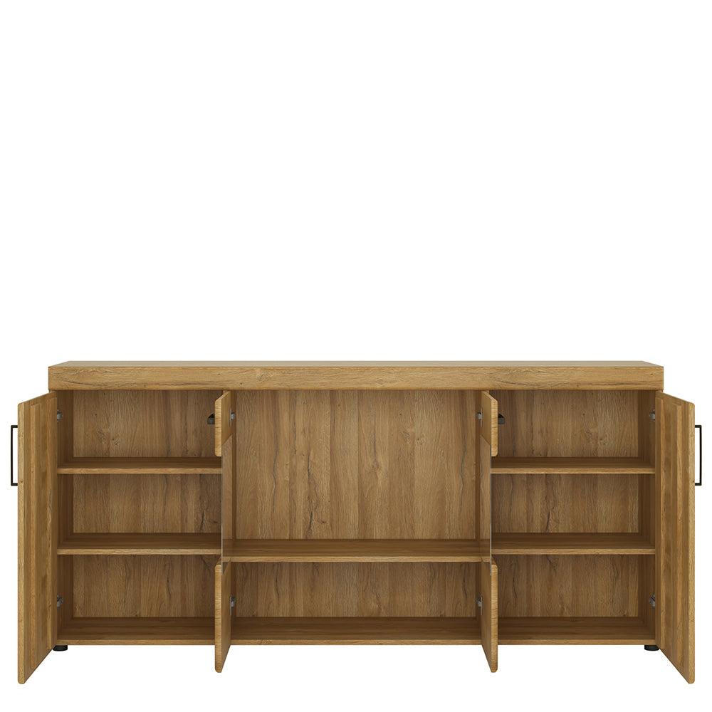 Cortina 4 door wide glazed sideboard in Grandson Oak