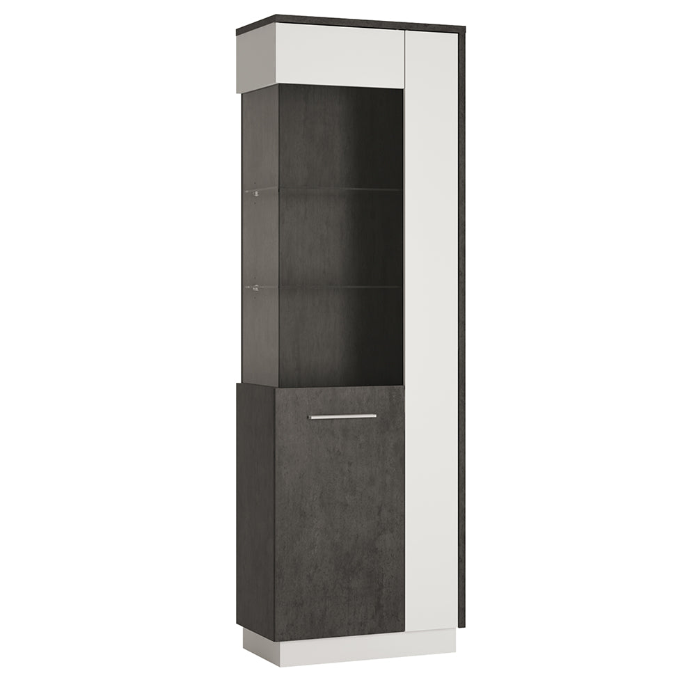 Zingaro Tall Glazed display cabinet (LH) in Grey and White