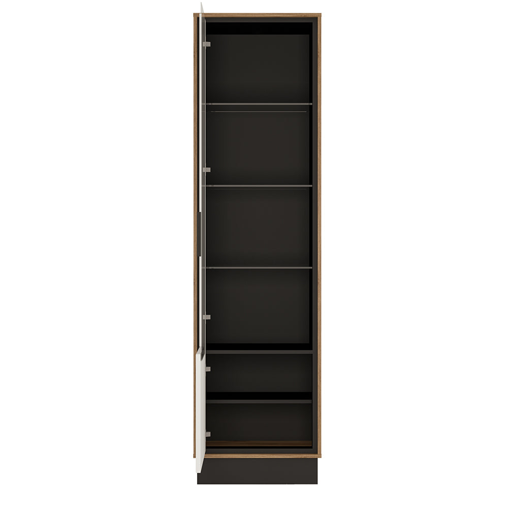 Brolo Tall glazed display cabinet (LH) White, Black, and dark wood