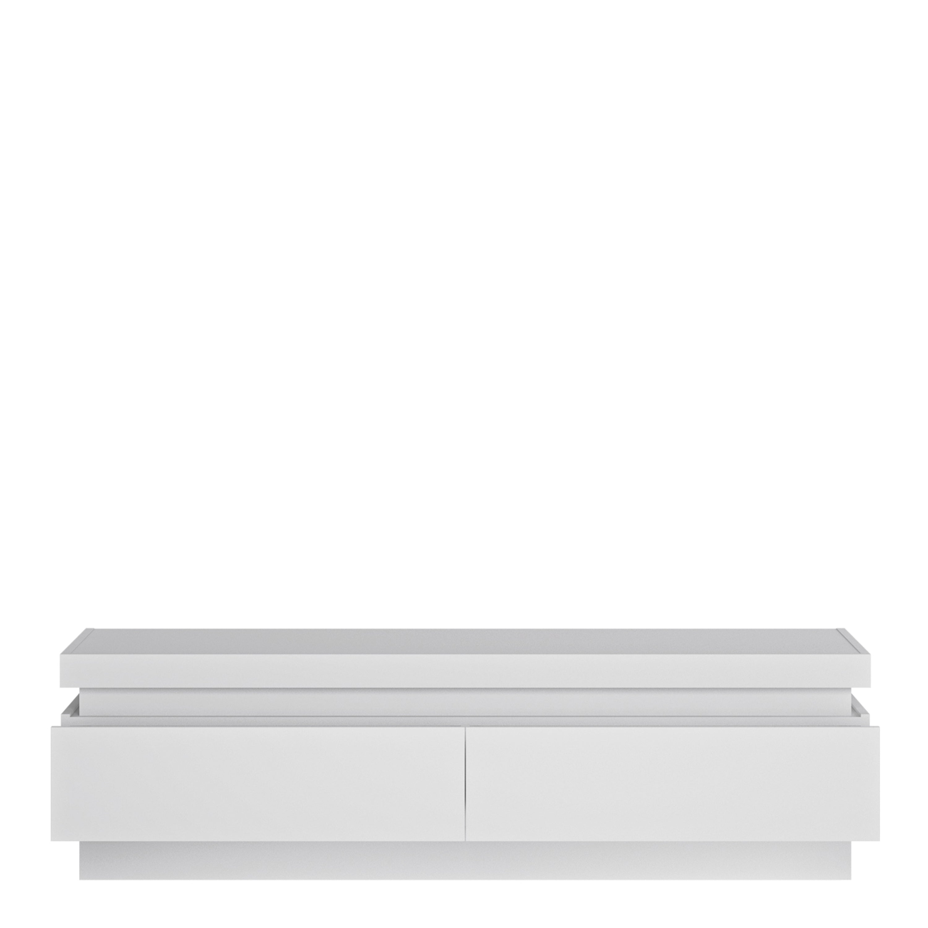 Lyon 2 drawer TV cabinet (including LED lighting) in White and High Gloss