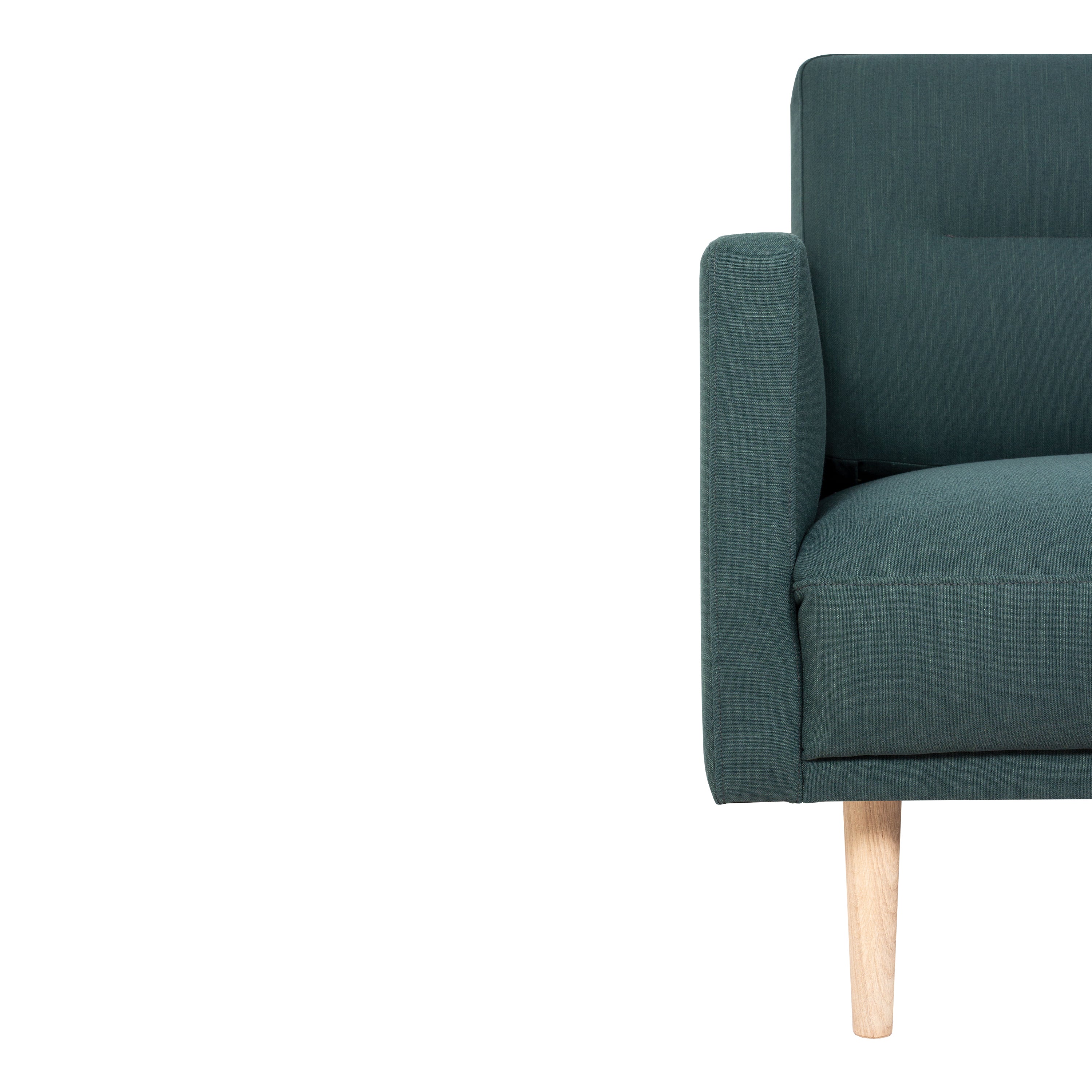 Larvik Chaiselongue Sofa (RH) - Dark Green, Oak Legs