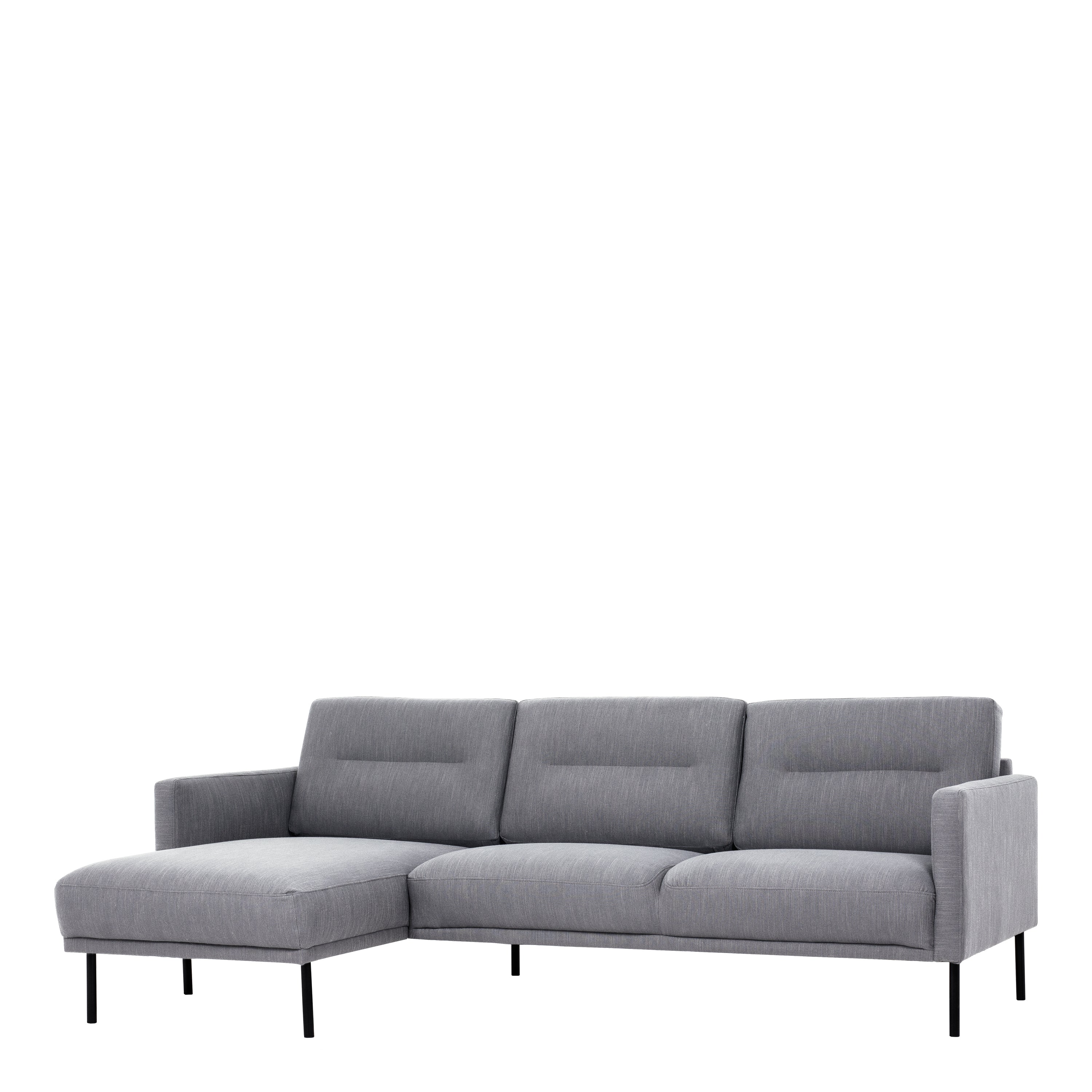 Larvik Chaiselongue Sofa (LH) - Grey , Black Legs