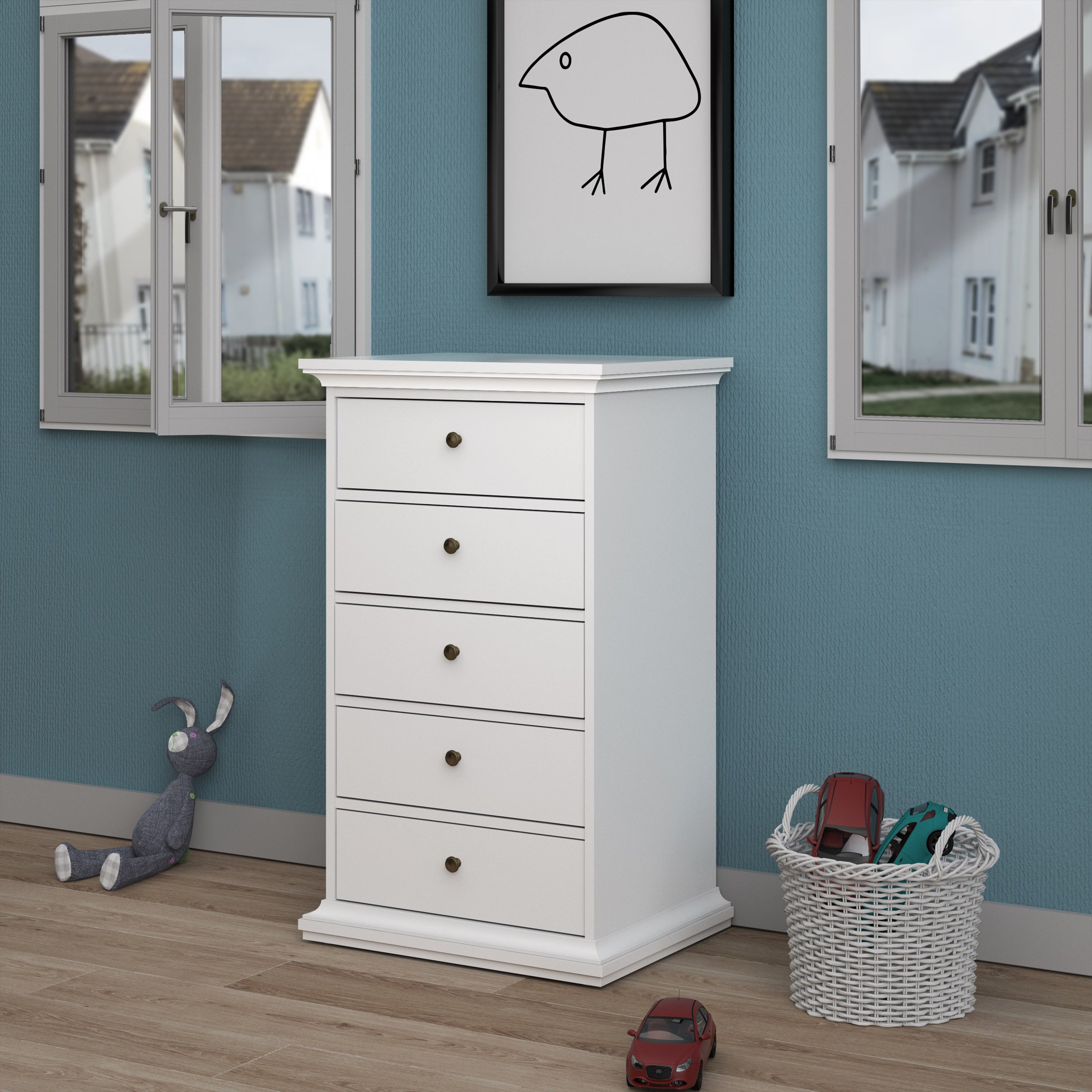 Paris Chest 5 drawers in White