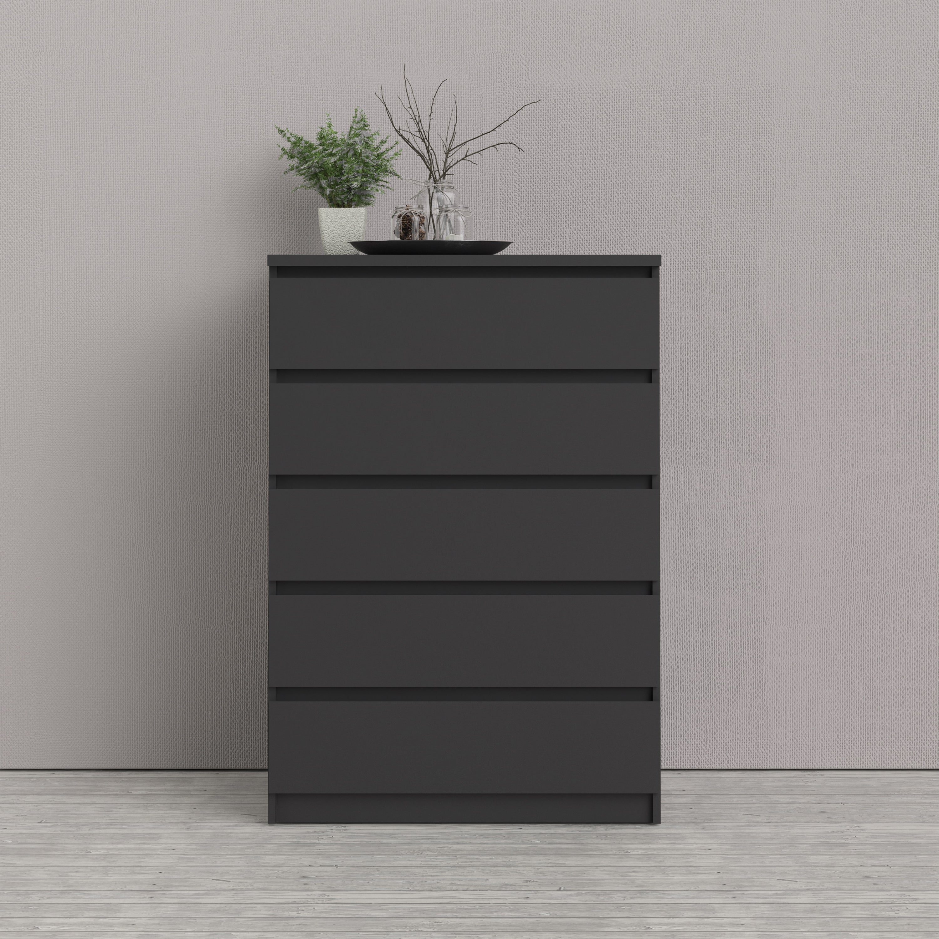 Naia Chest of 5 Drawers in Black Matt