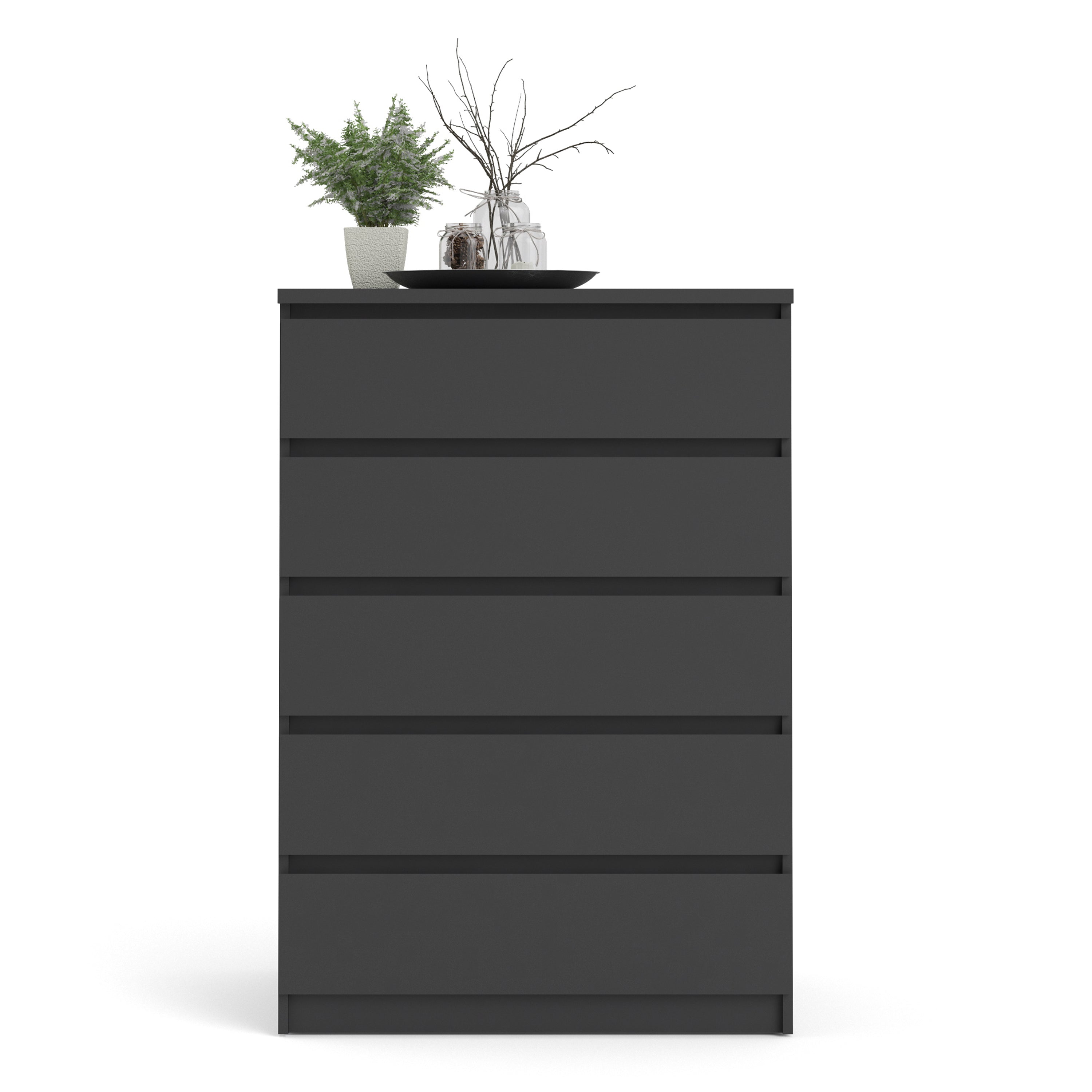 Naia Chest of 5 Drawers in Black Matt