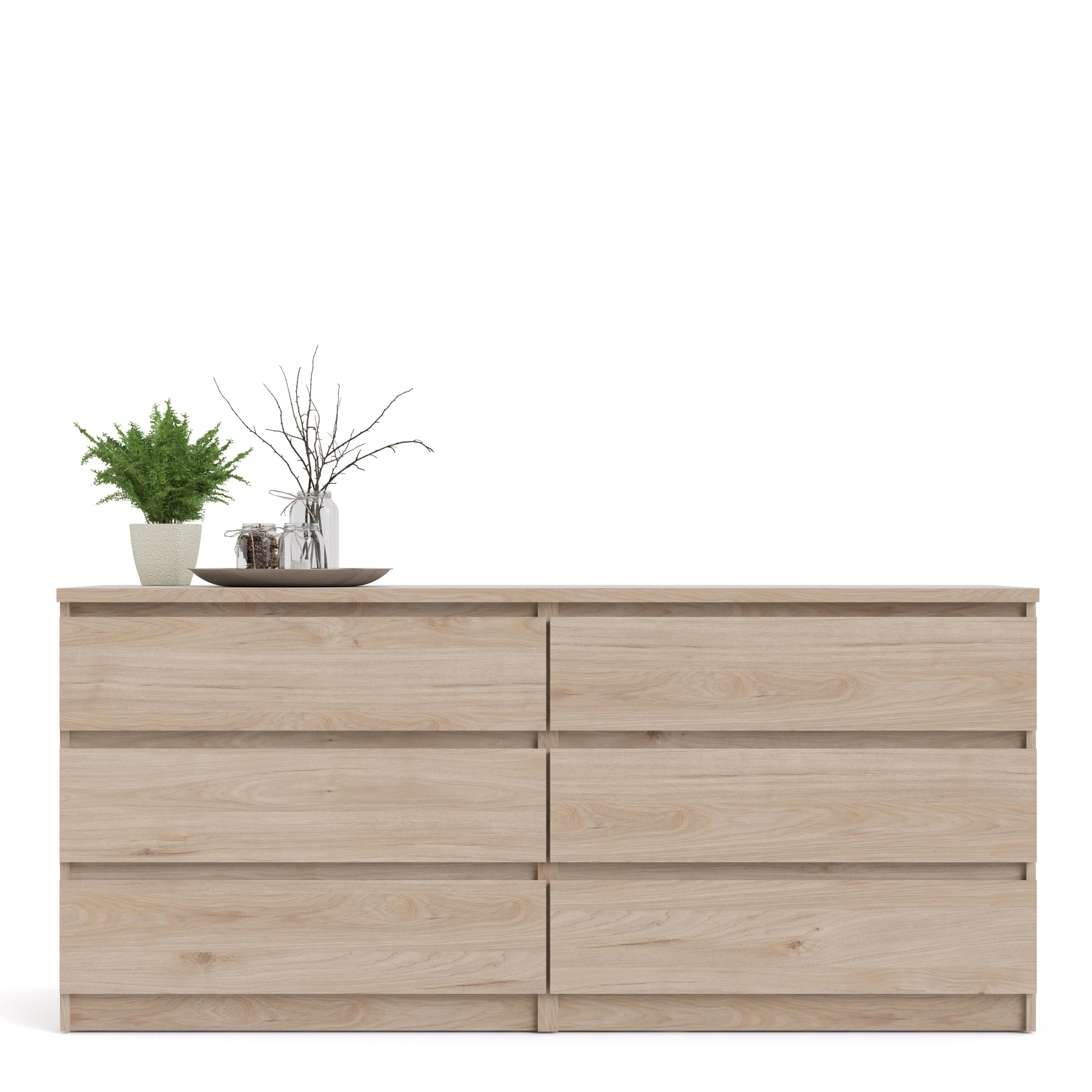 Naia Wide Chest of 6 Drawers (3+3) in Jackson Hickory Oak