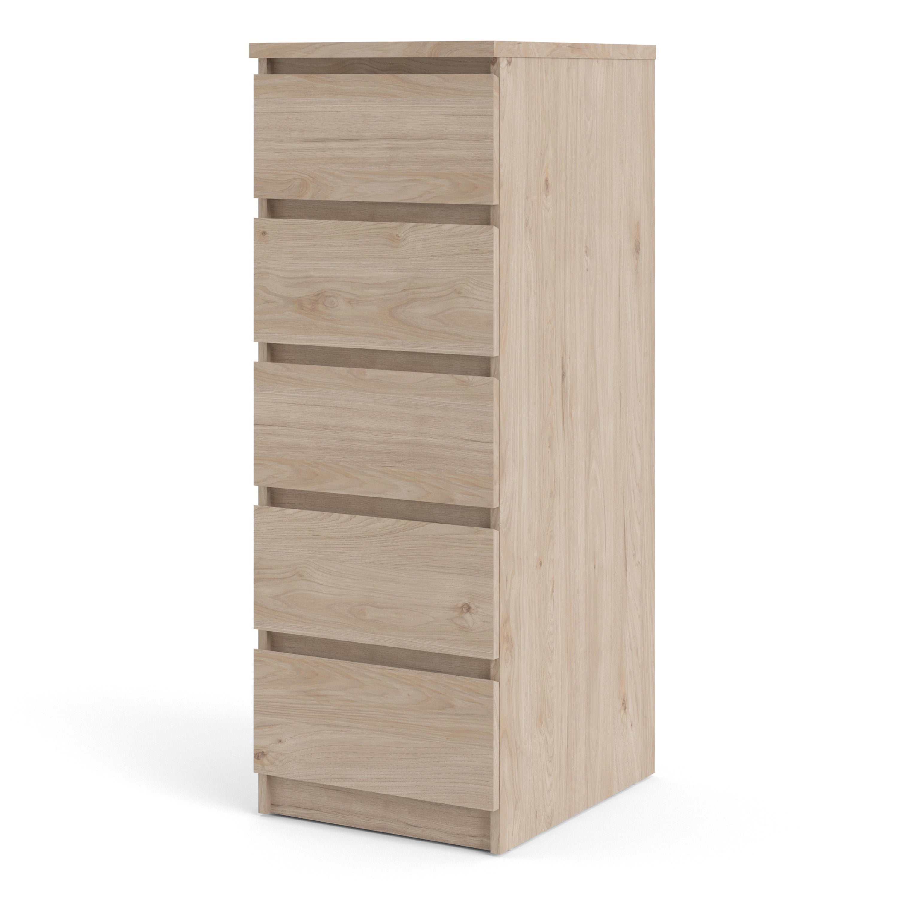 Naia Narrow Chest of 5 Drawers in Jackson Hickory Oak