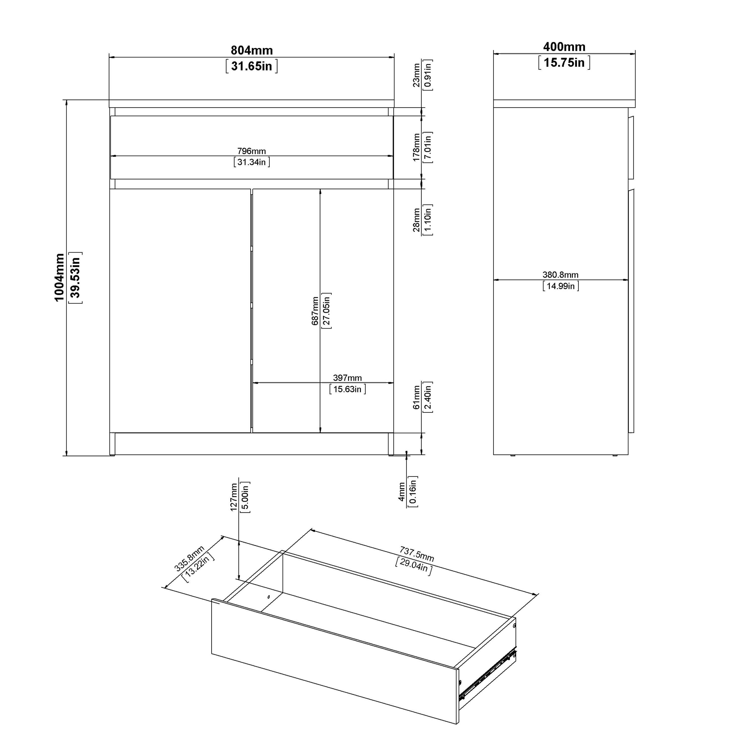 Naia Sideboard  1 Drawer 2 Doors in Jackson Hickory Oak