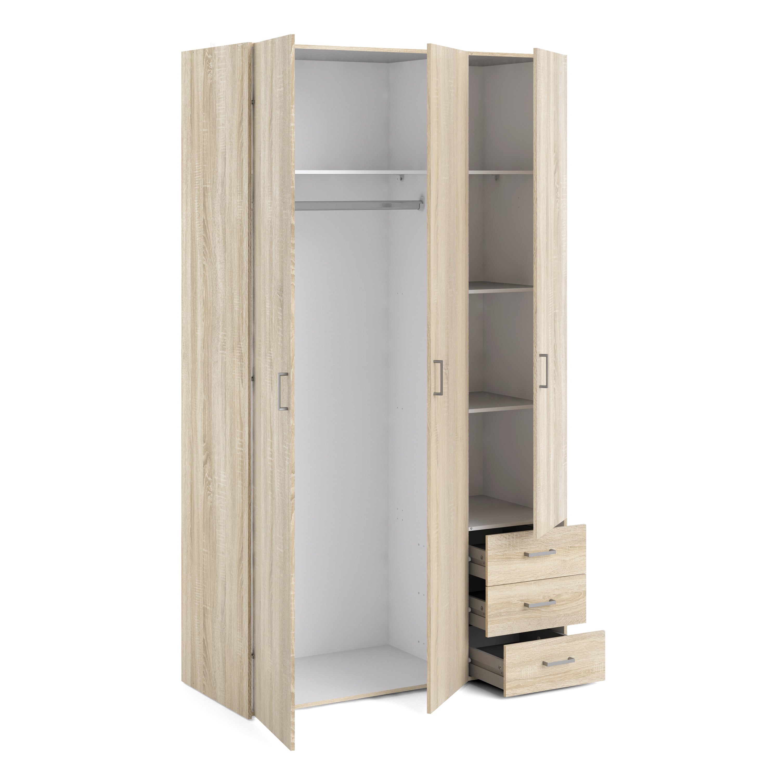 Space Wardrobe - 3 Doors 3 Drawers in Oak 2000