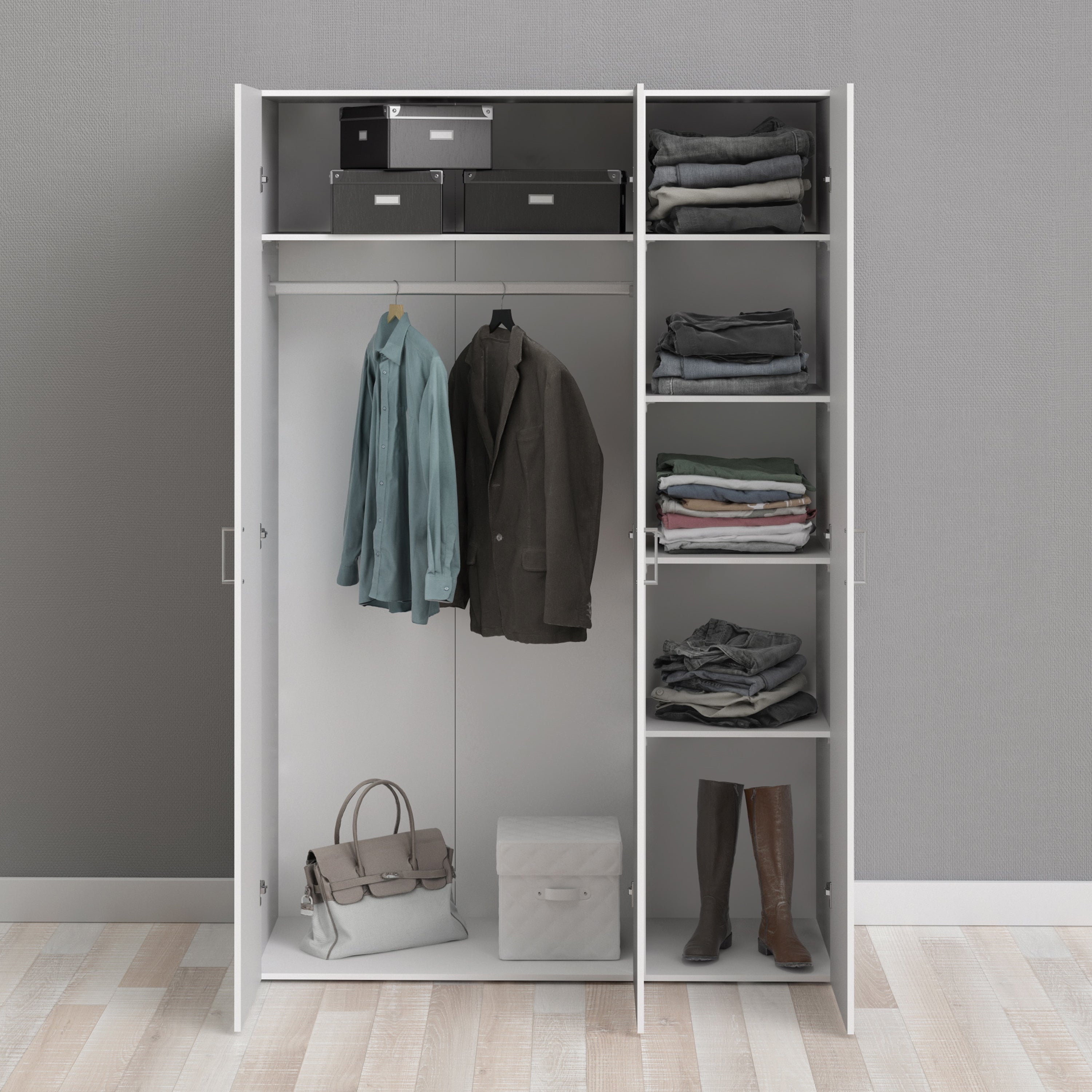 Space Wardrobe with 3 doors White 1750