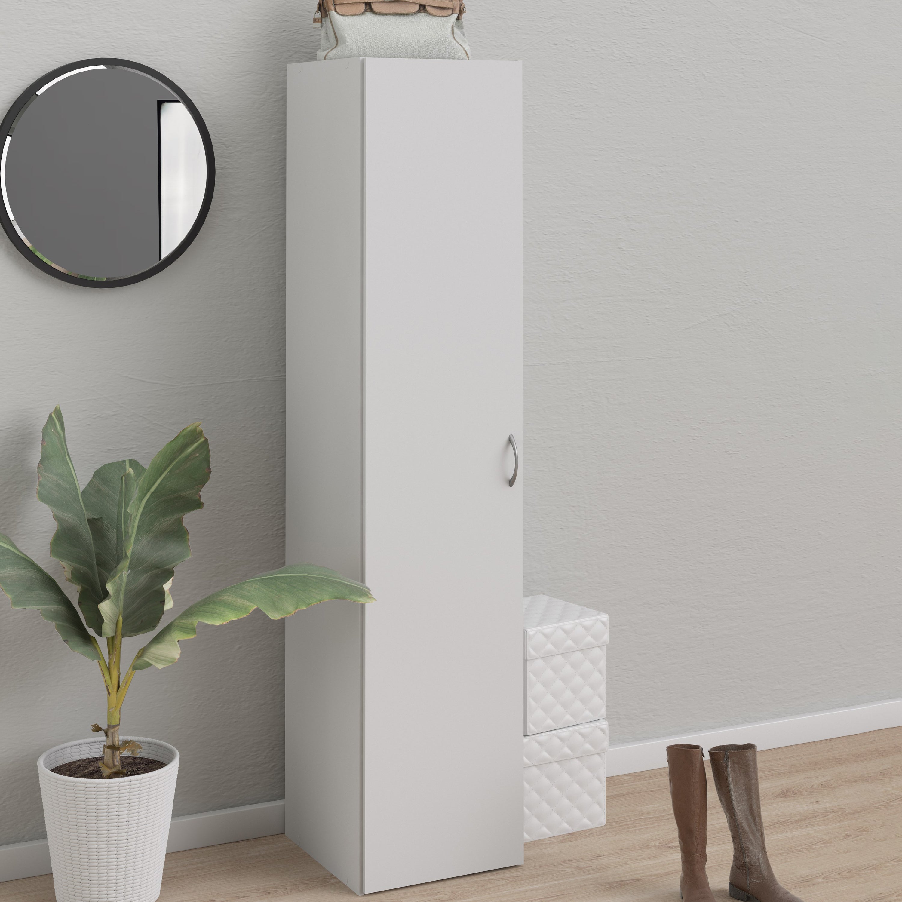 Space Wardrobe with 1 Door in White