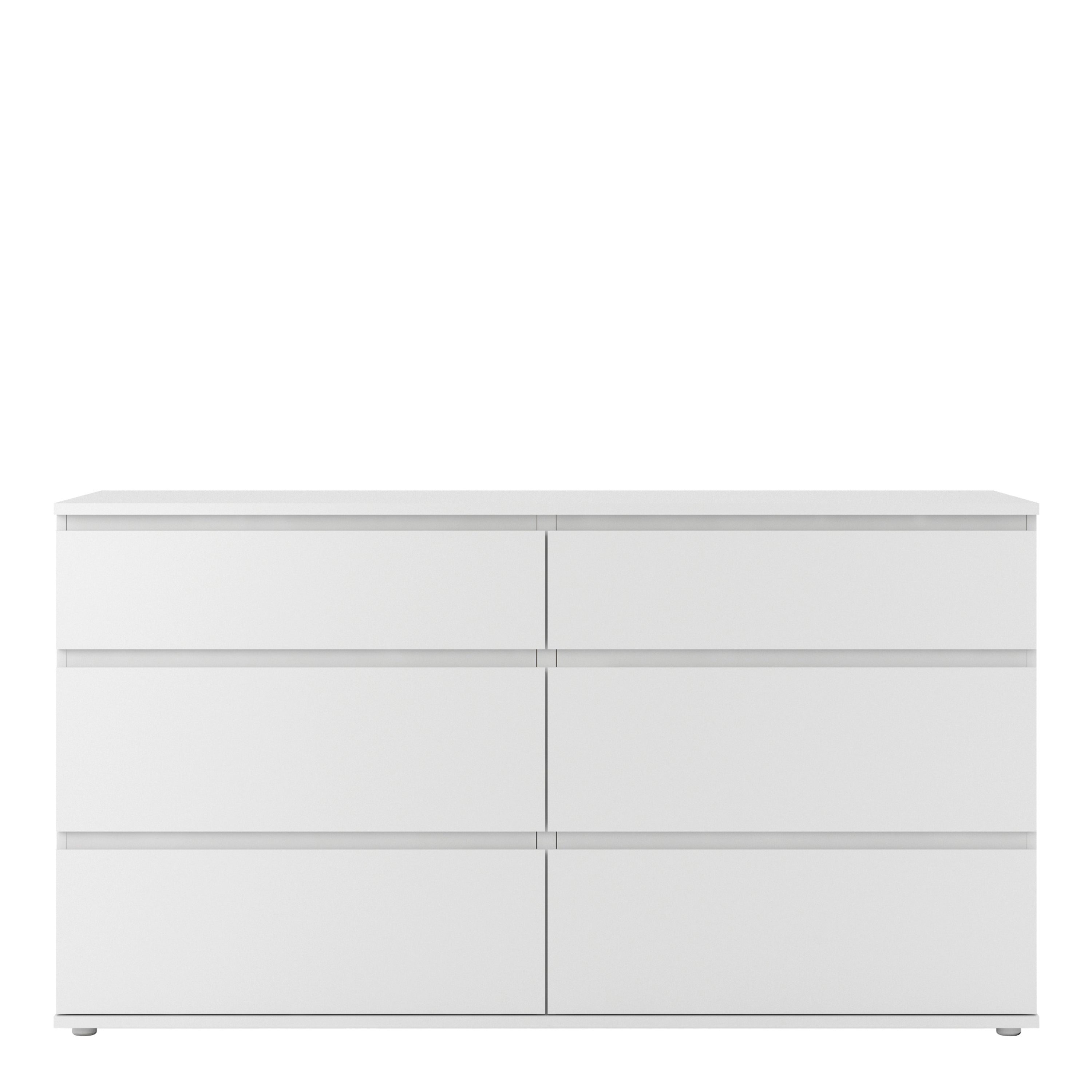 Nova Wide Chest of 6 Drawers (3+3) in White