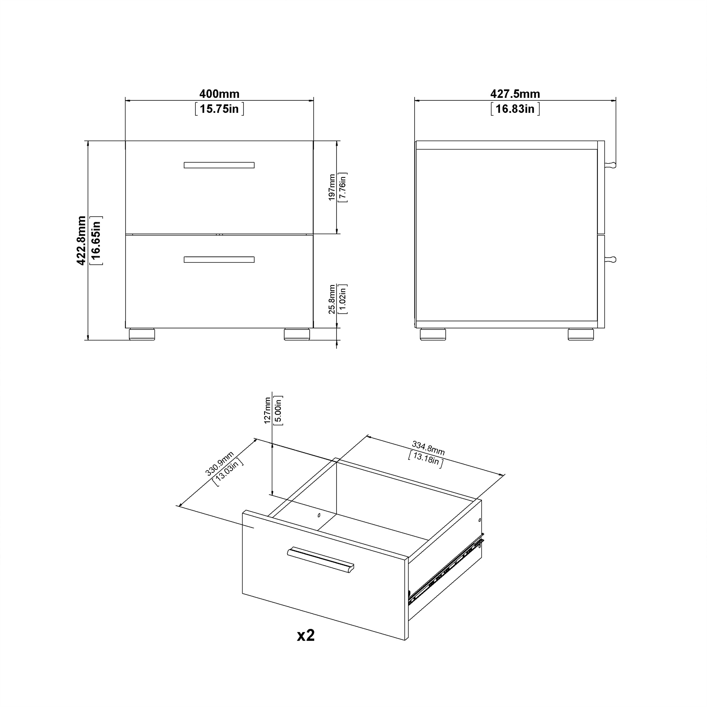 Pepe Bedside 2 Drawers in Truffle Oak