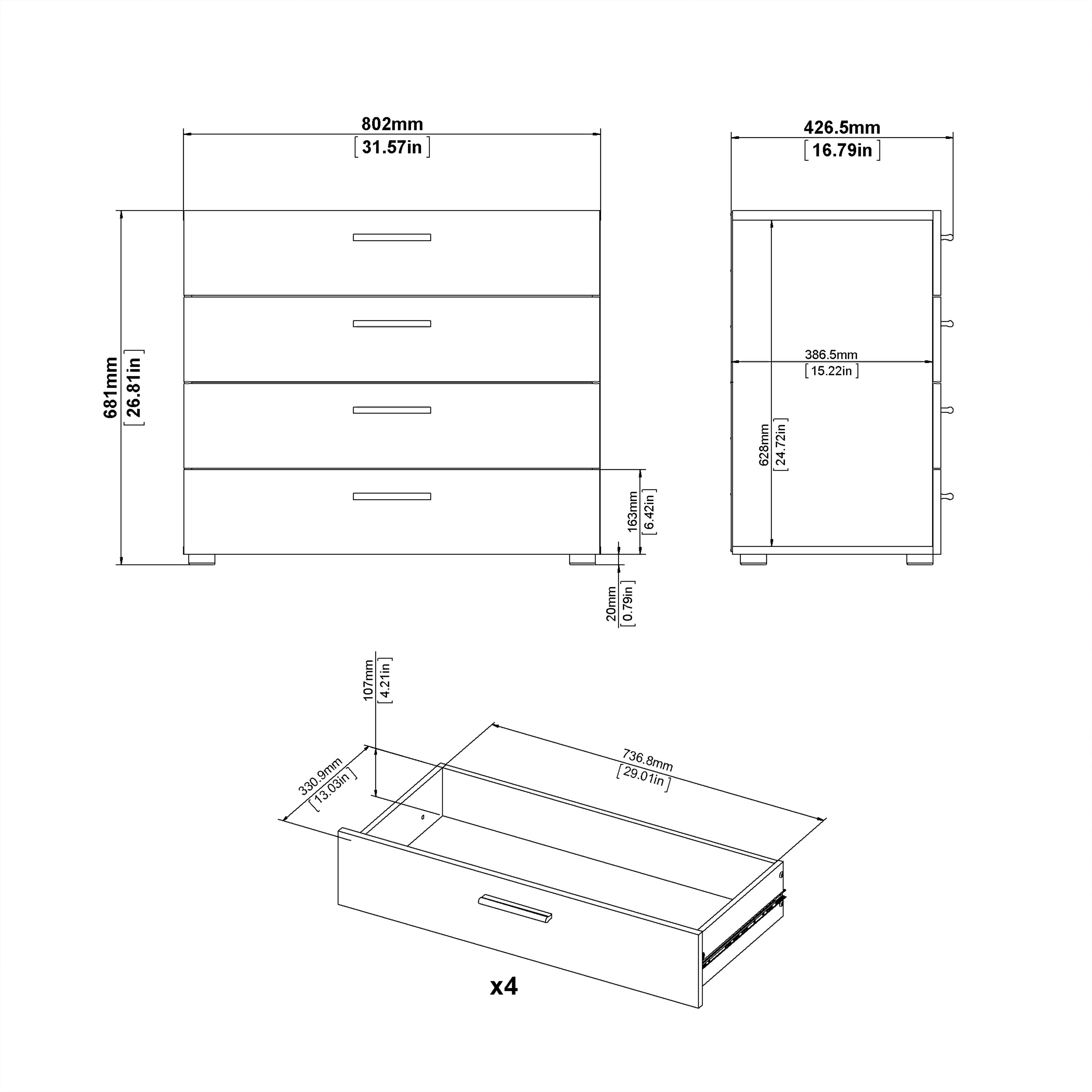 Pepe Chest of 4 Drawers in Black