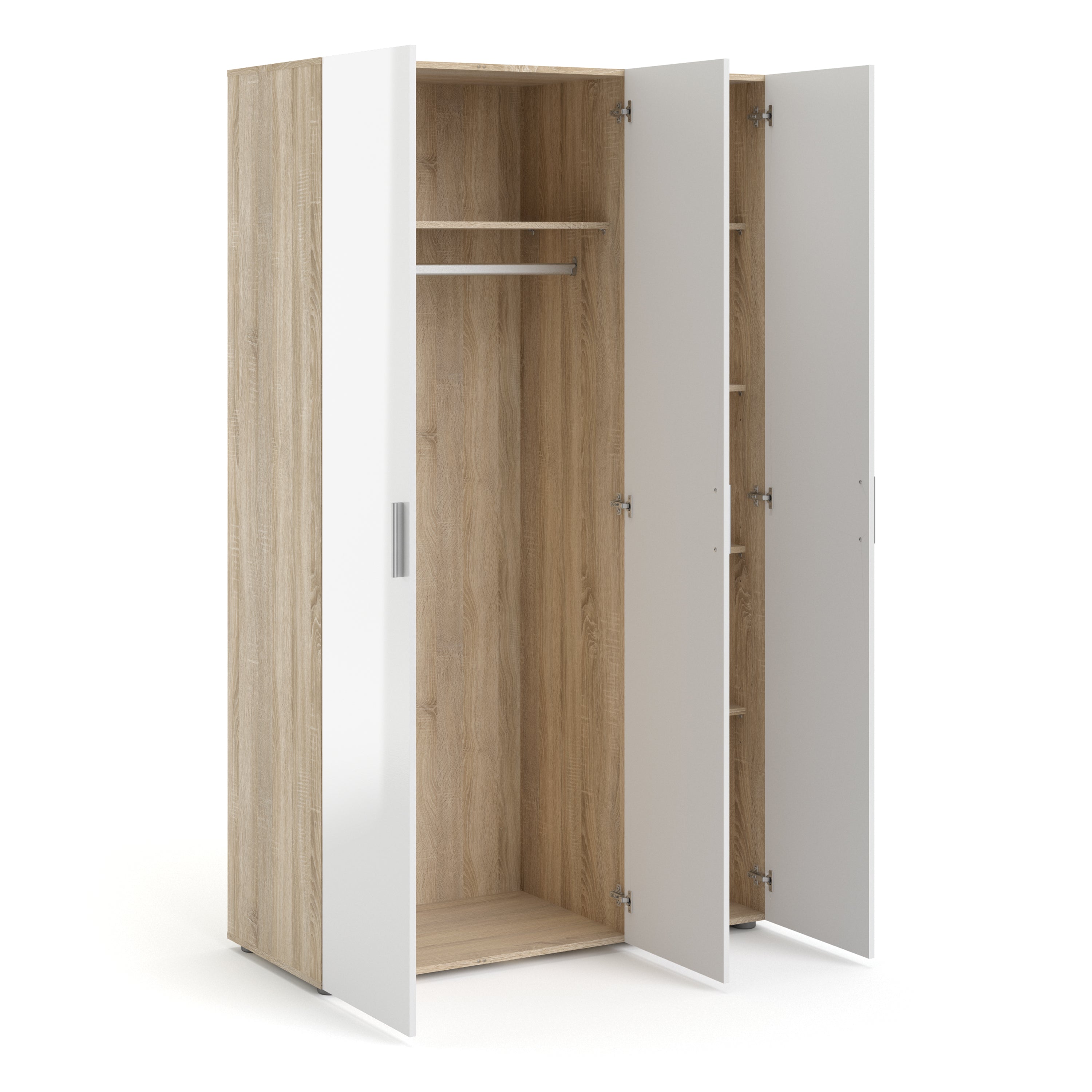 Pepe Wardrobe with 3 doors in Oak with White High Gloss