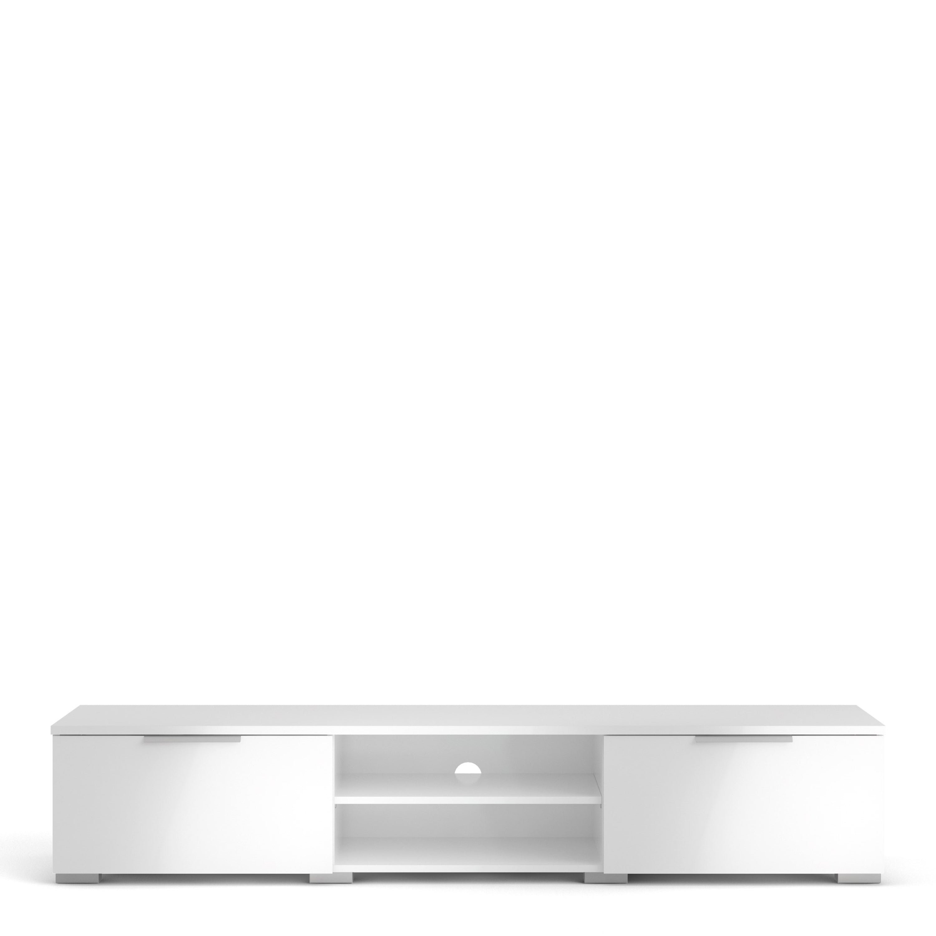 Match TV Unit 2 Drawers 2 Shelf in White High Gloss