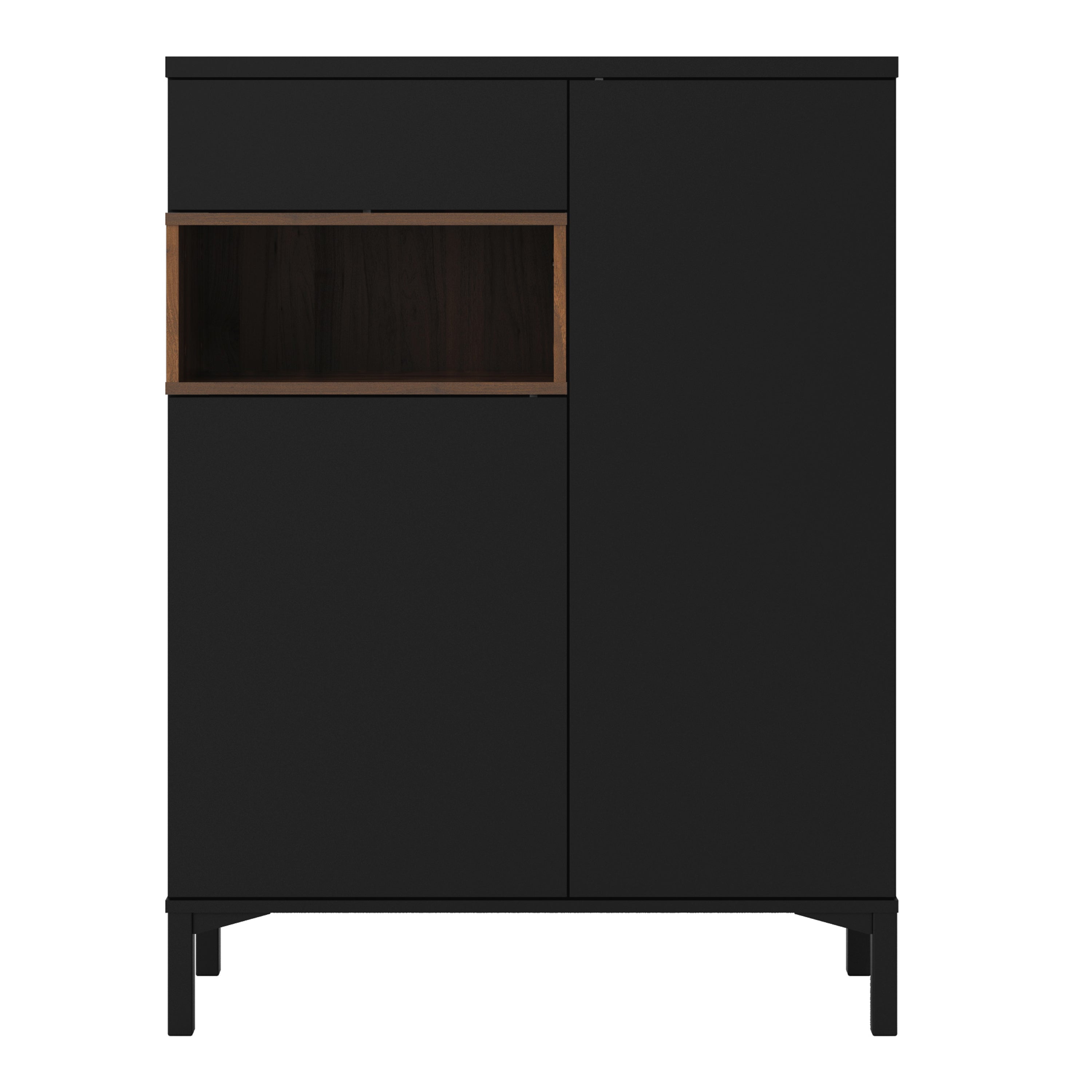 Sideboard 2 Drawers 1 Door in Black and Walnut