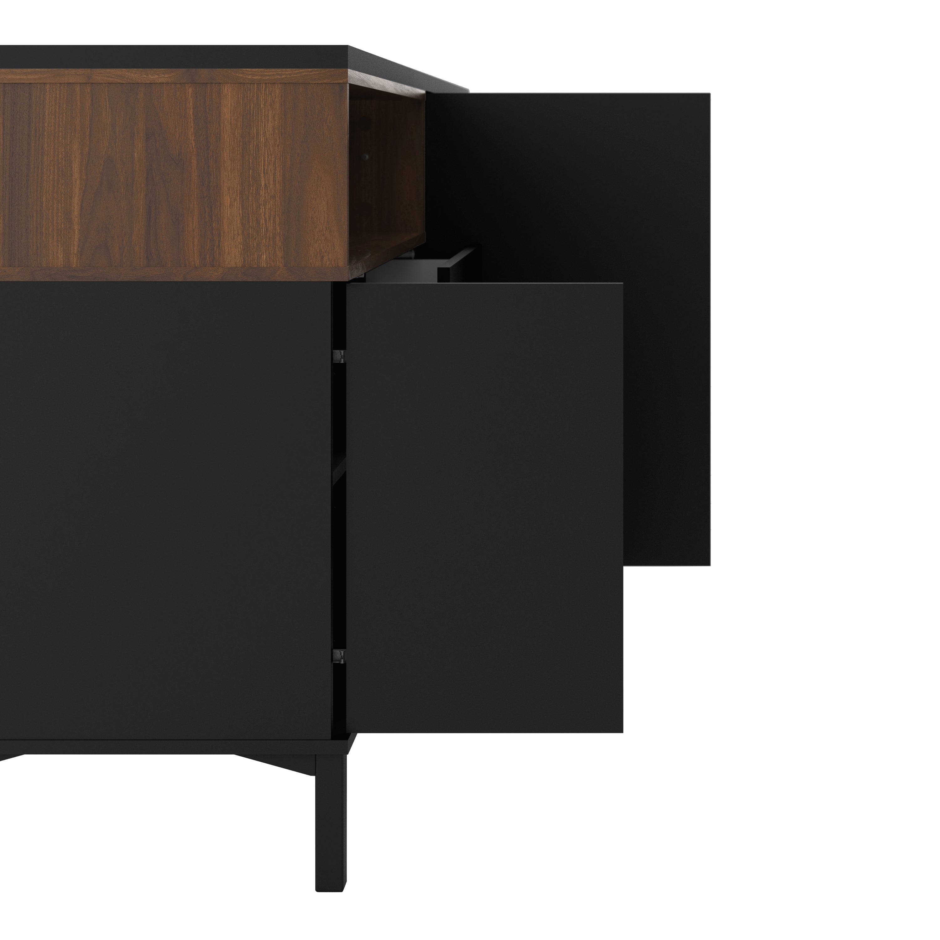 Sideboard 3 Drawers 3 Doors in Black and Walnut