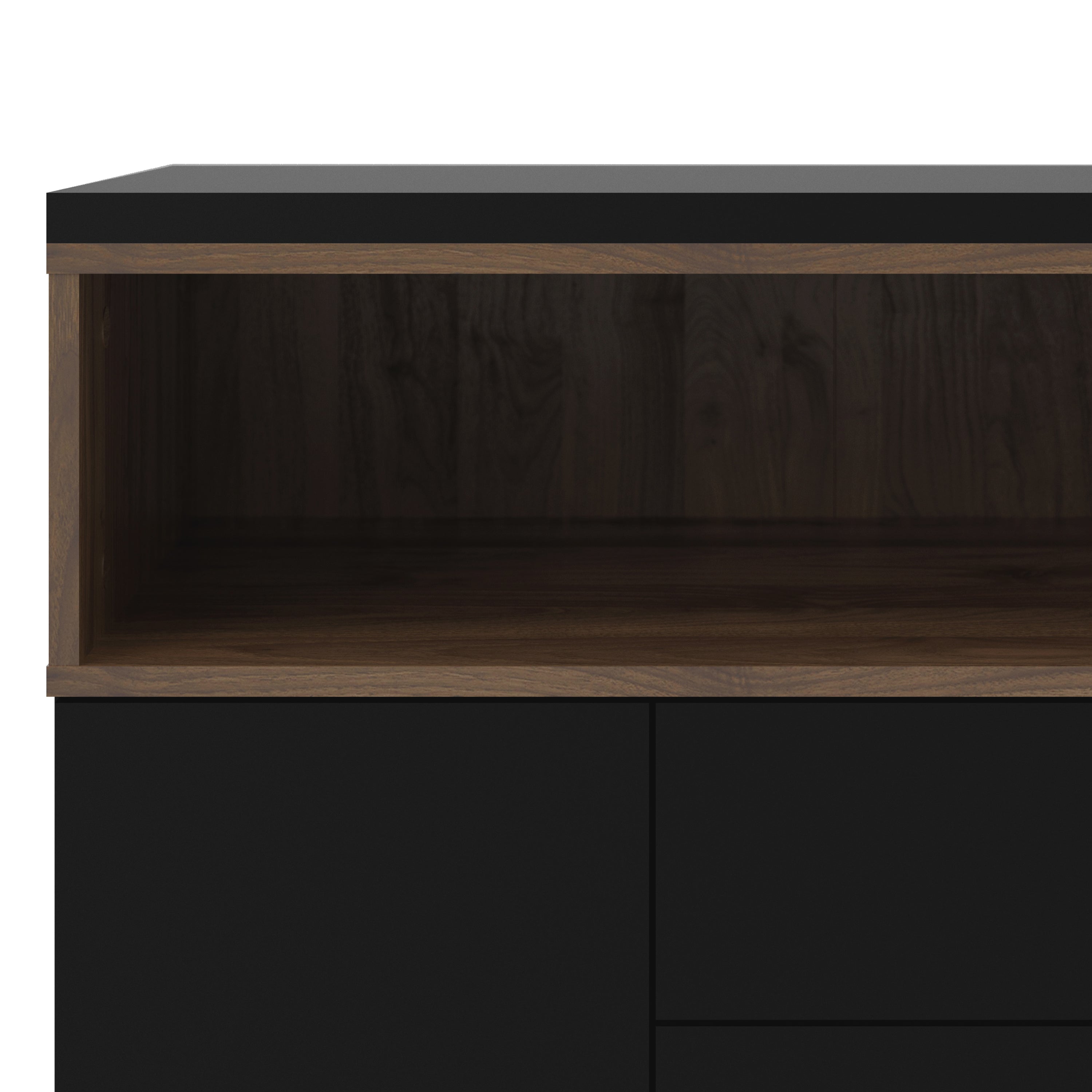 Sideboard 3 Drawers 3 Doors in Black and Walnut