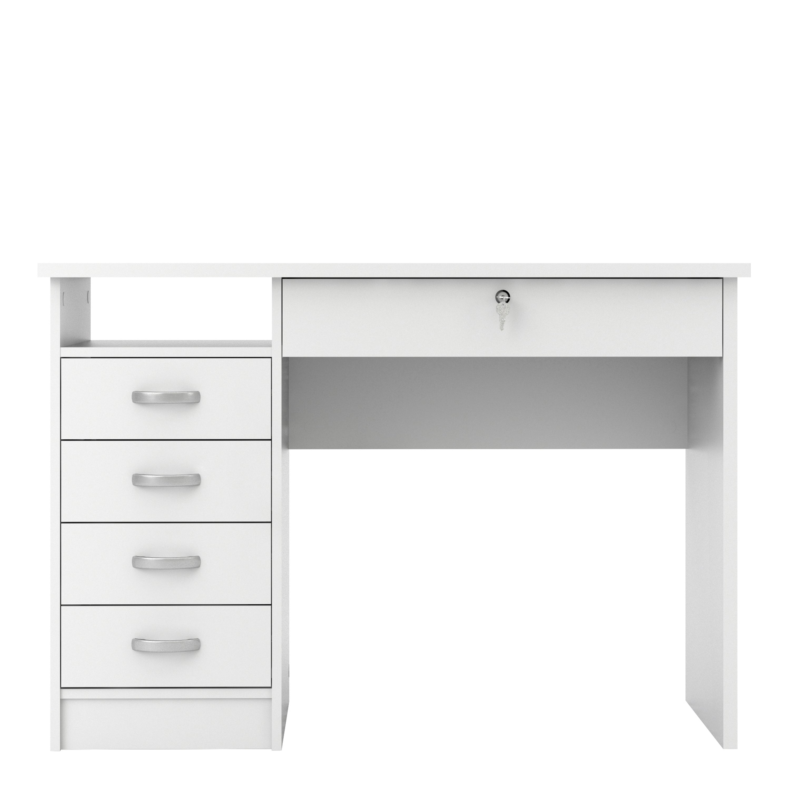 Function Plus Desk 5 Drawers in White