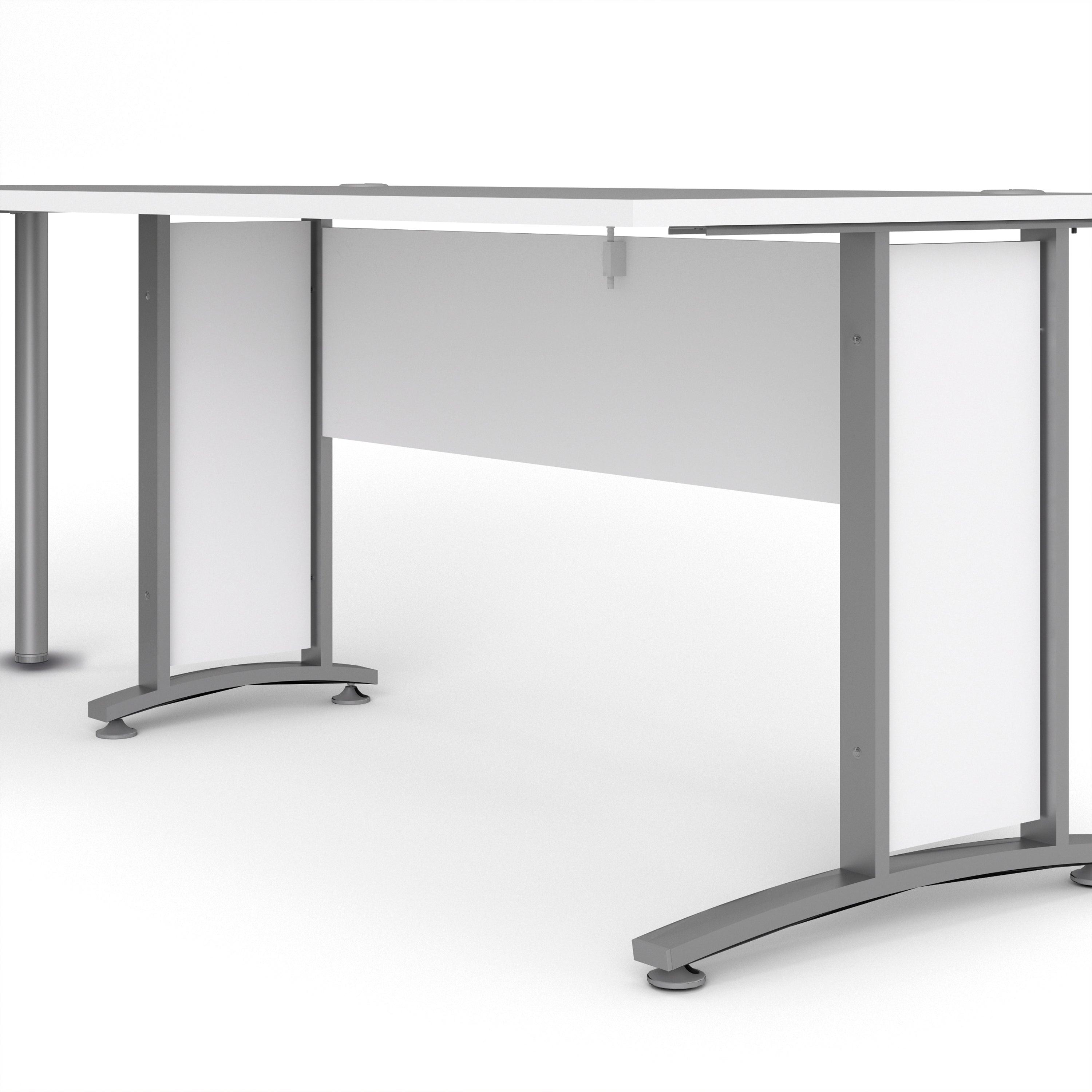 Prima Desk 150 cm in White with Silver grey steel legs