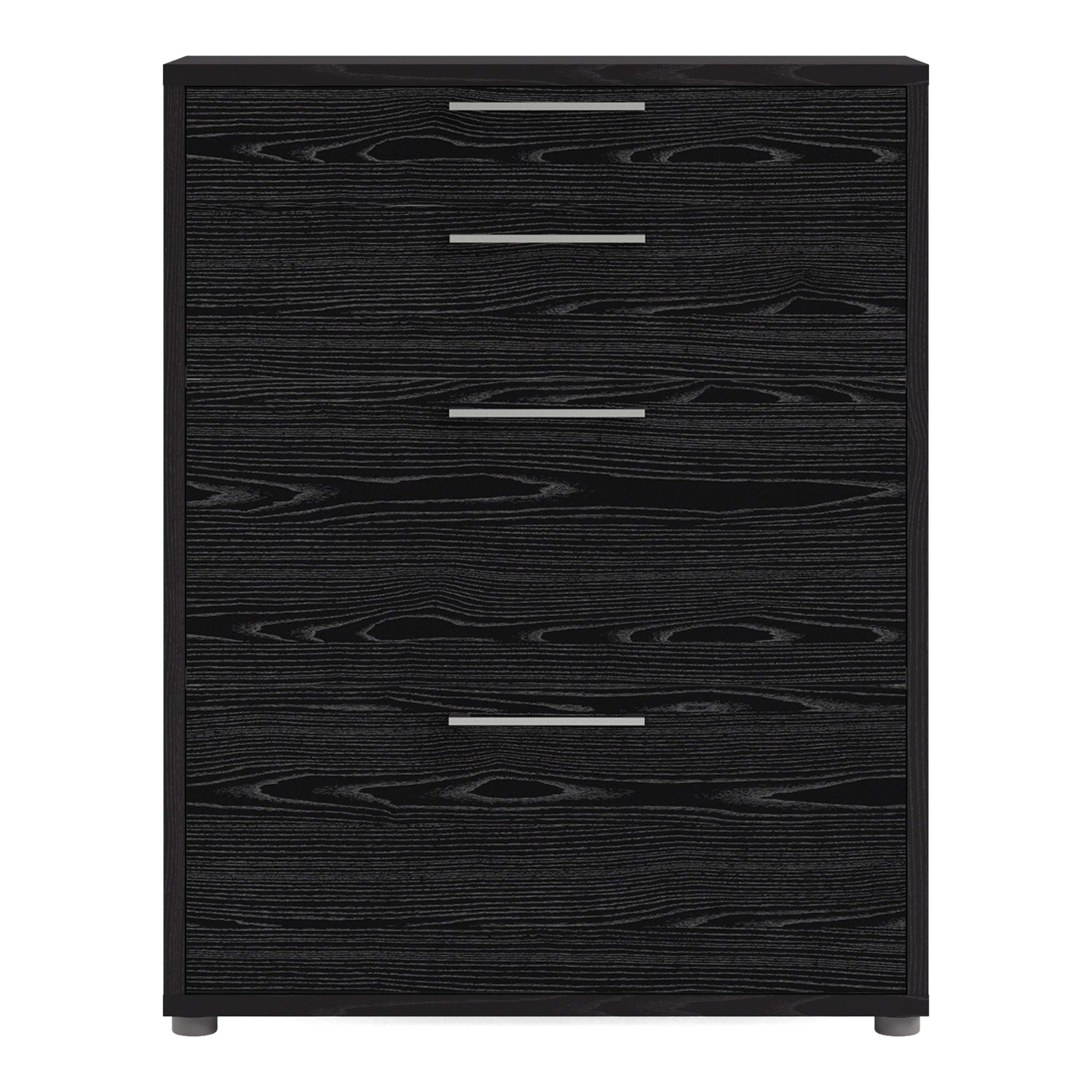 Prima Office Storage With 2 Drawers + 2 File Drawers In Black Woodgrain