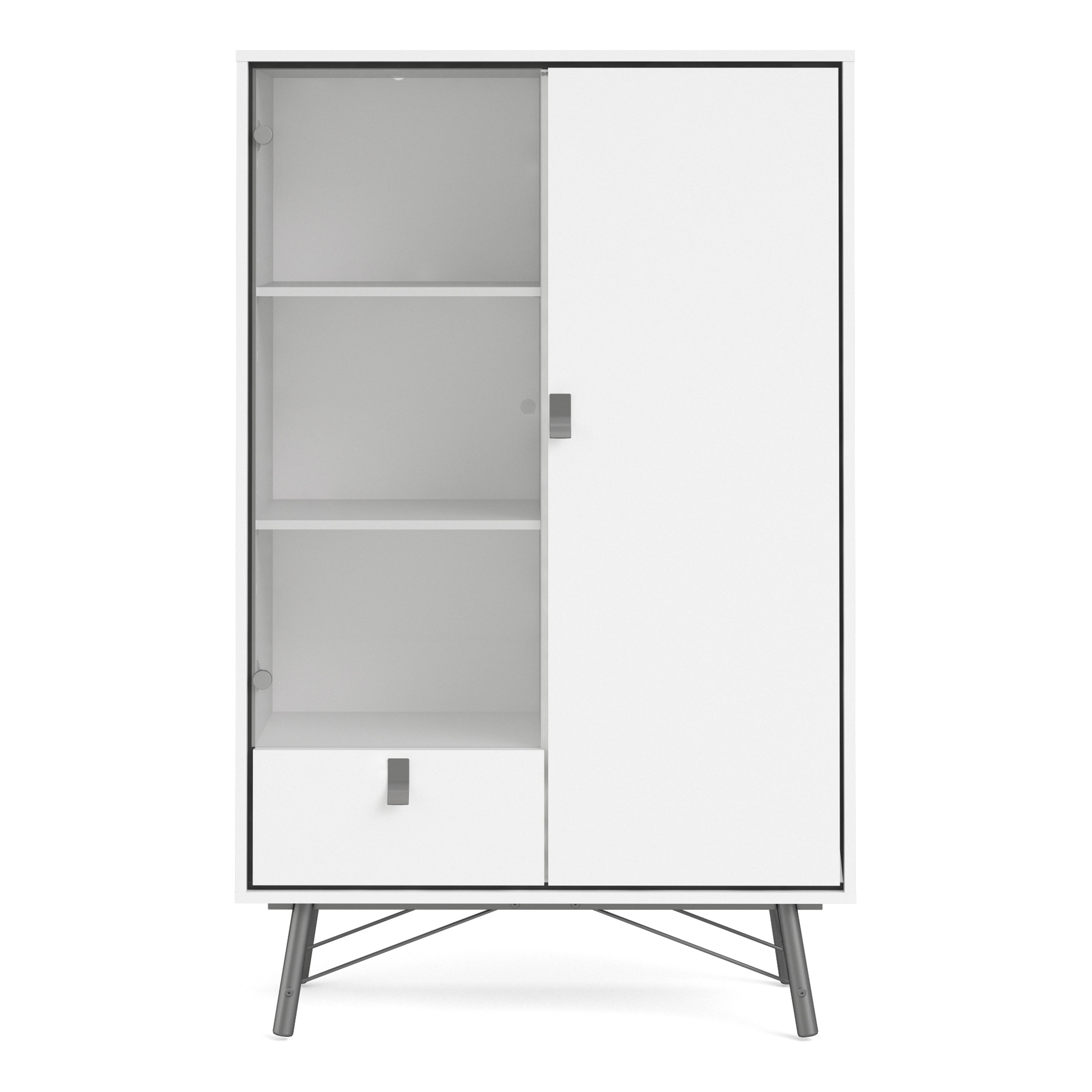 Ry China cabinet 1 door + 1 glass door + 1 drawer Matt White