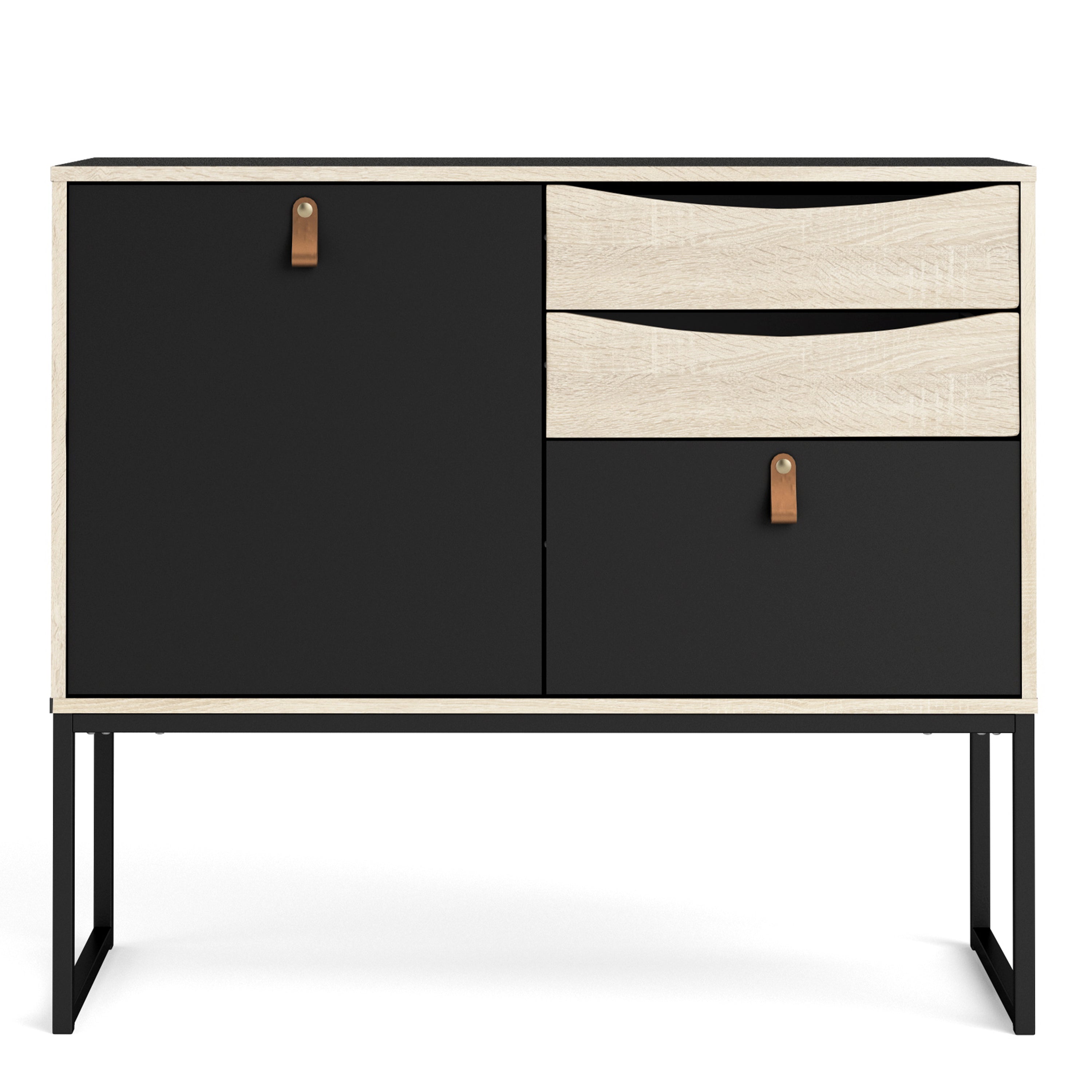 Stubbe Sideboard with 1 door + 3 drawers in Matt Black Oak